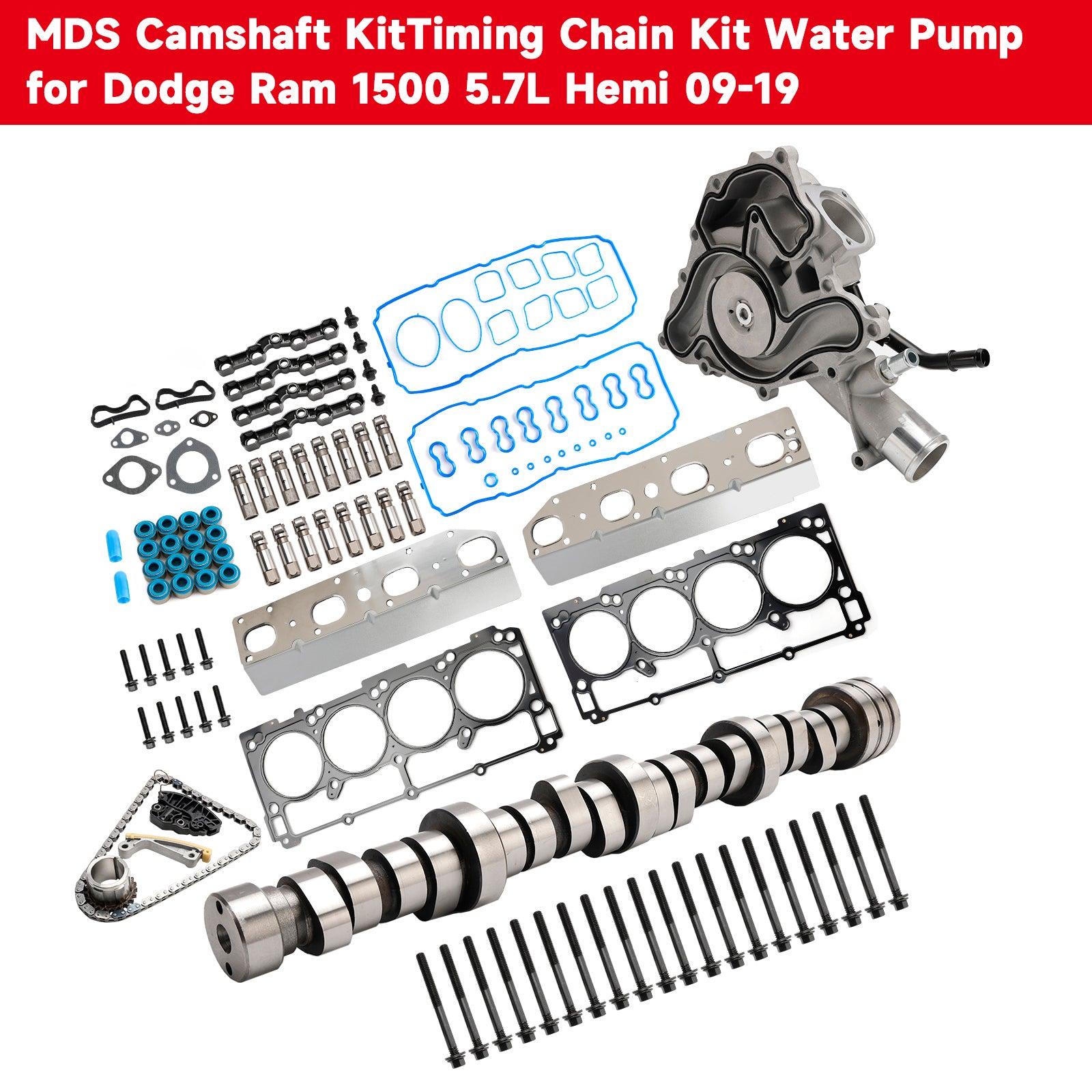 Kit d'arbre à cames MDS pour moteur Chrysler Aspen 5,7 L 2009 Kit de chaîne de distribution Pompe à eau 53021726AE 68060714AA