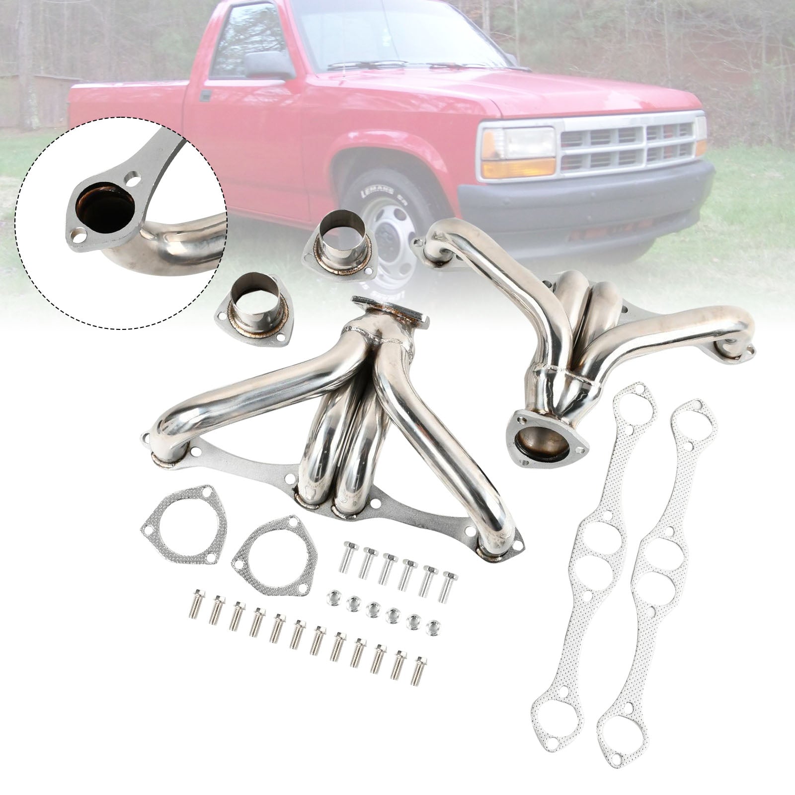 Collecteur d'échappement compatible avec Chevy Small Block SBC 1-5/8""