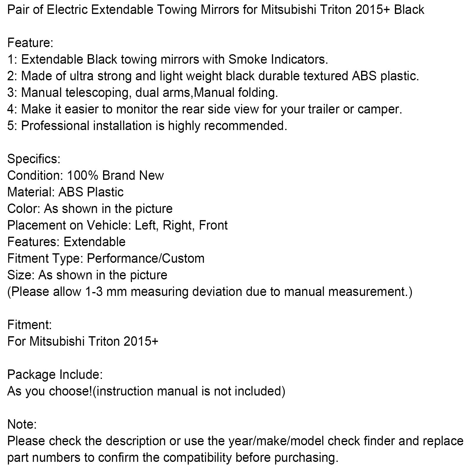 Električno levo/desno zunanje ogledalo za Mitsubishi L200 Triton 2015+