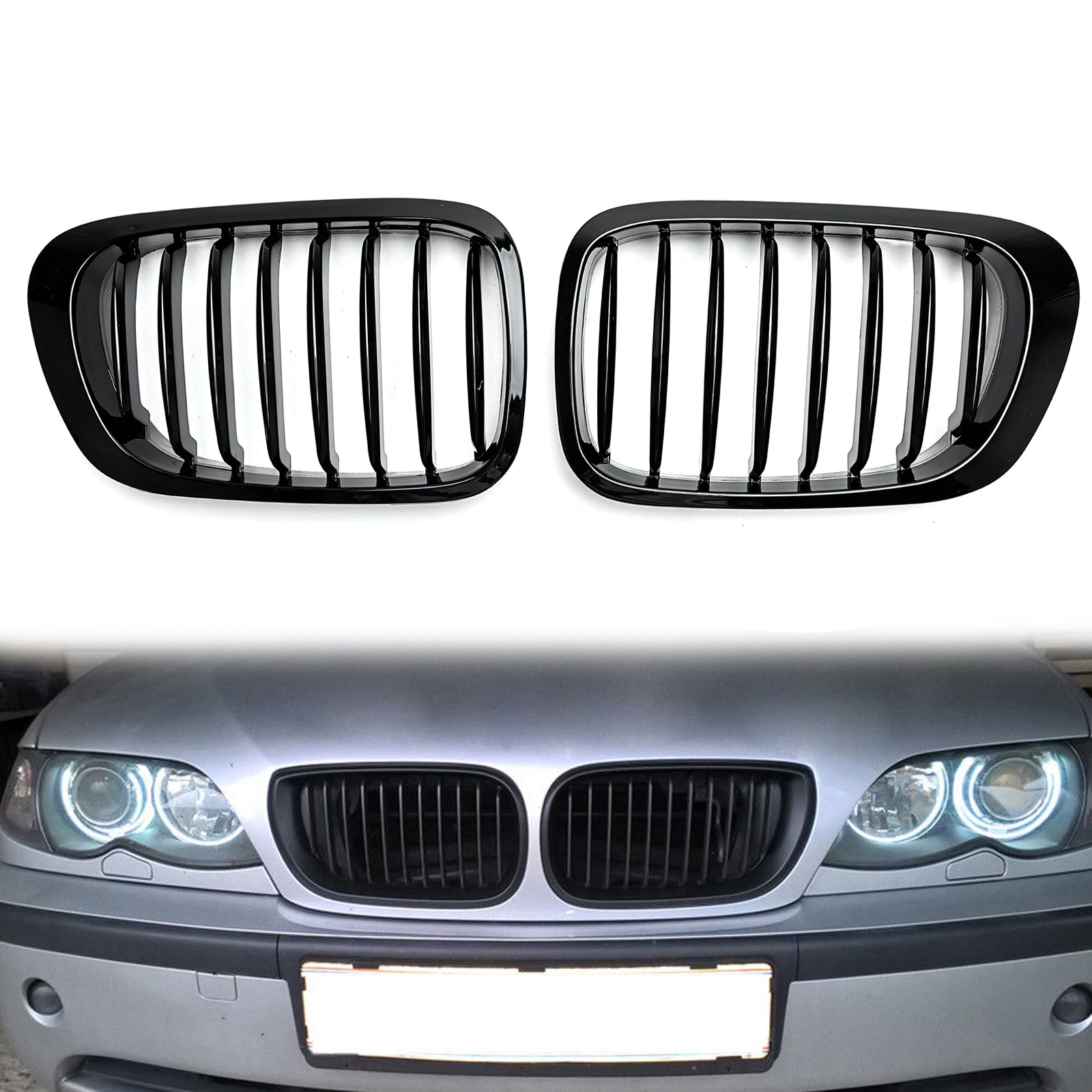 Grille de calandre avant ABS brillant maille noire pour BMW E46 2D (1999-2002) Série 3 générique