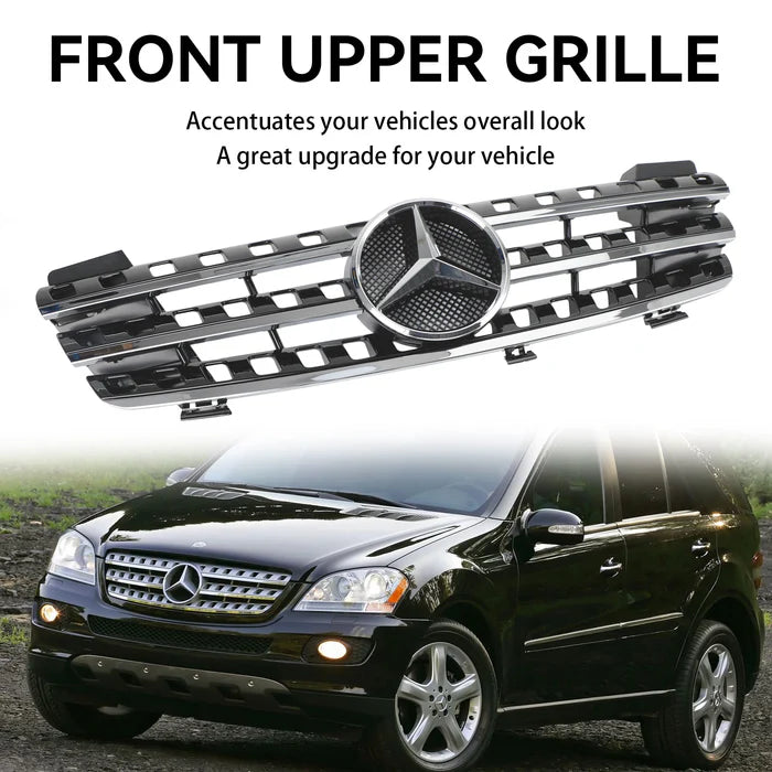 Calandre Avant Grille Compatible avec Mercedes Classe ML W164 2005-2008 Chrome/Noir