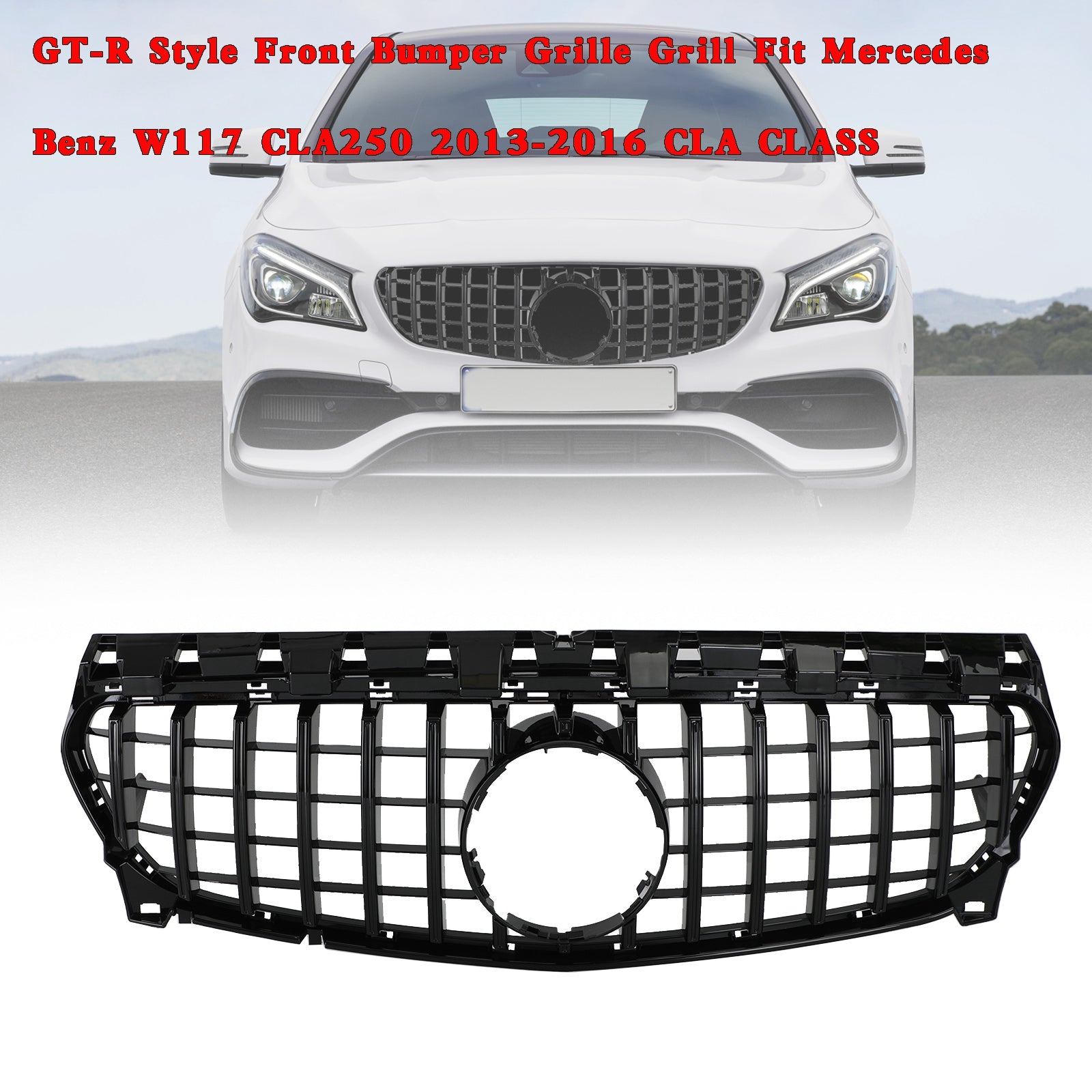 Mercedes-Benz CLA-klasse W117 C117 2013-2019 GT Vervangende zwarte voorgrille met embleem