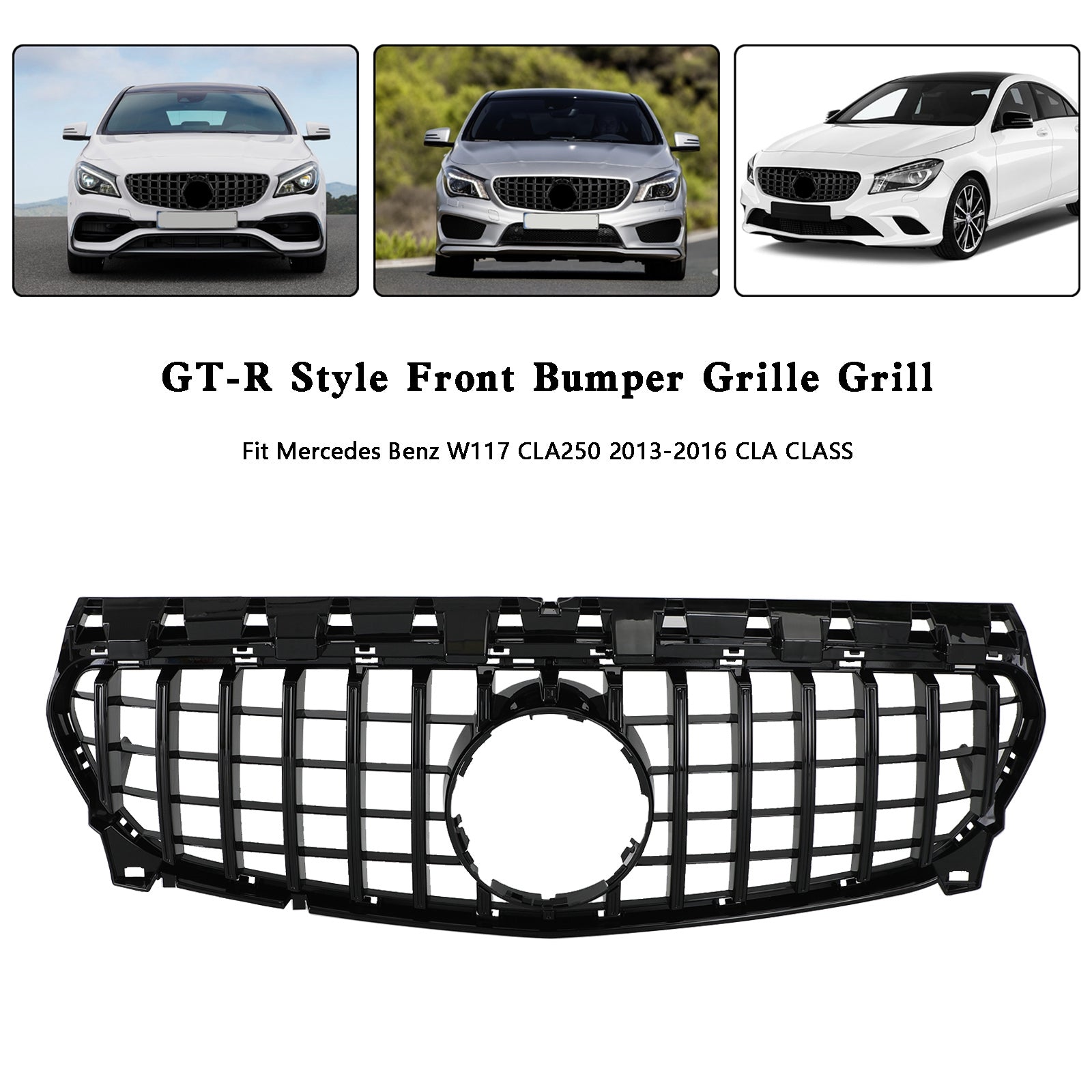 Mercedes-Benz CLA-klasse W117 C117 2013-2019 GT Vervangende zwarte voorgrille met embleem