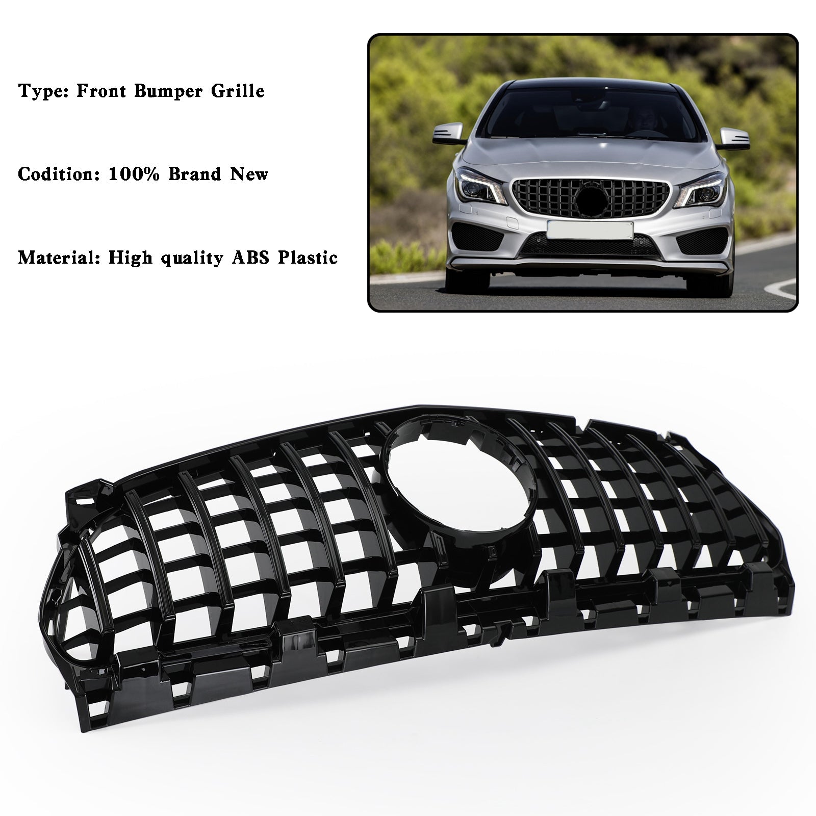 Mercedes Benz Classe CLA 2013-2019 W117 Griglia paraurti anteriore stile diamante C117 CLA180/200/250/260 GT-R