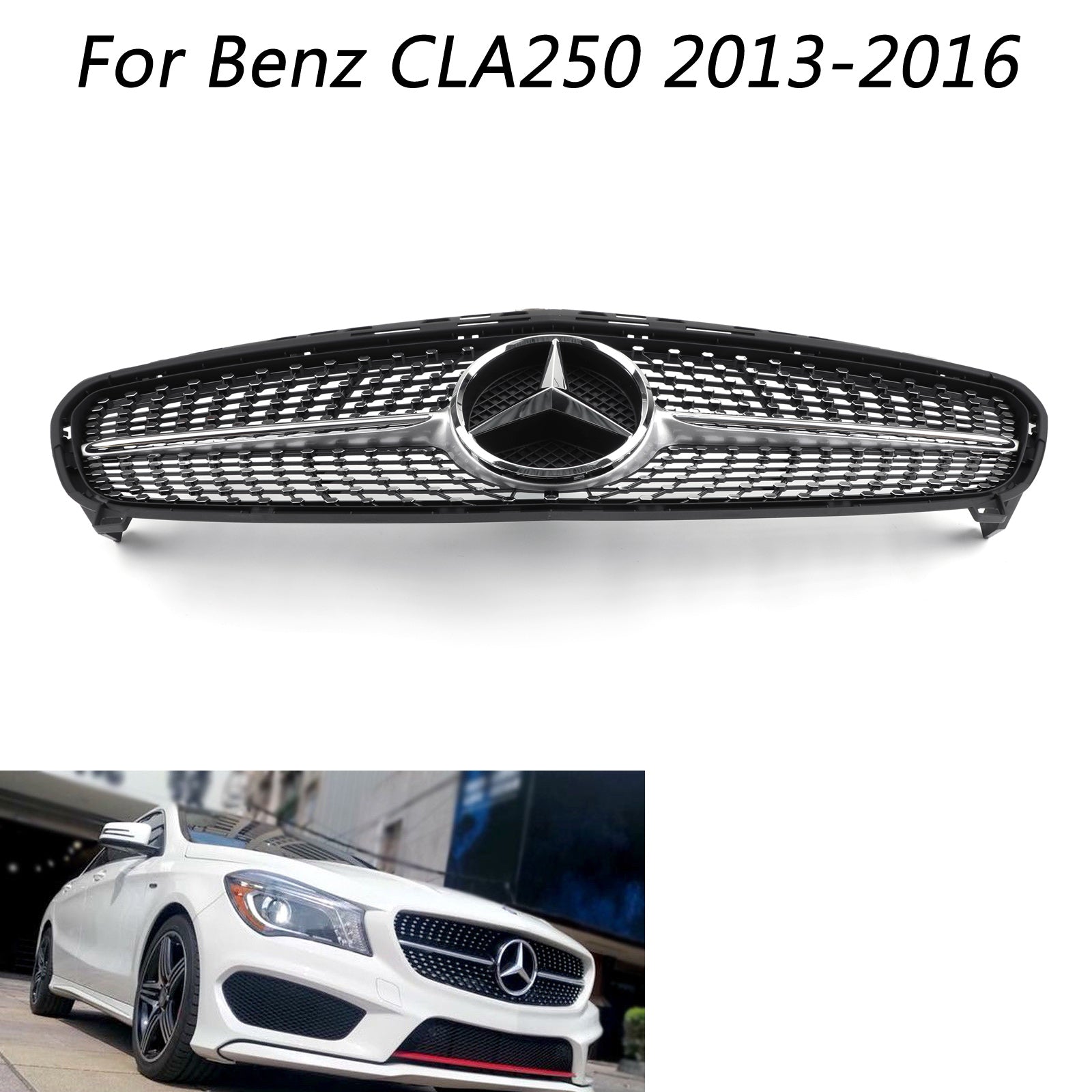 Calandre Argentée Générique pour Mercedes-Benz R117 W117 CLA250 2013-2016