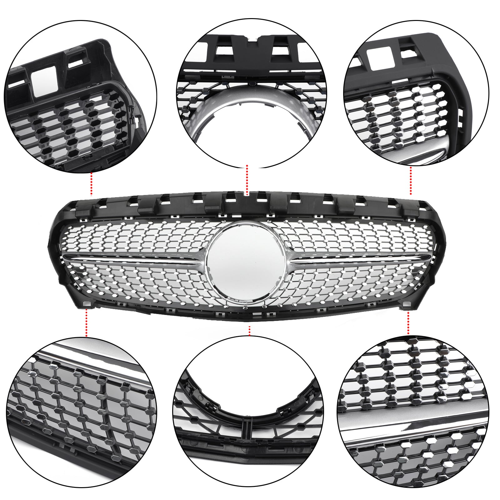 Grille de Remplacement Argentée pour Mercedes-Benz R117 W117 CLA250 2013-2016