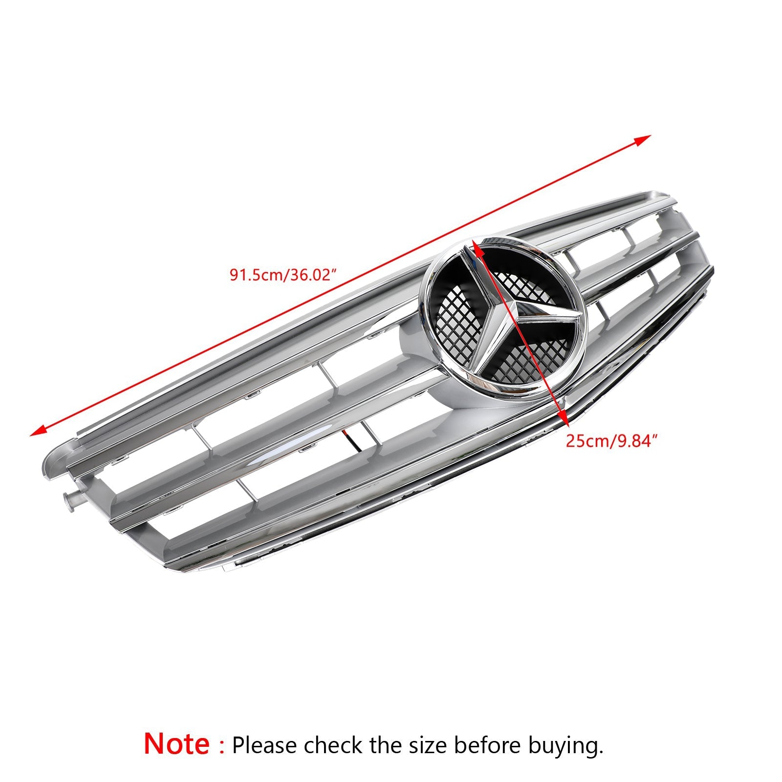 Parrilla frontal LED cromada negra para Mercedes-Benz Clase C W204 C300 C350 2008-2014