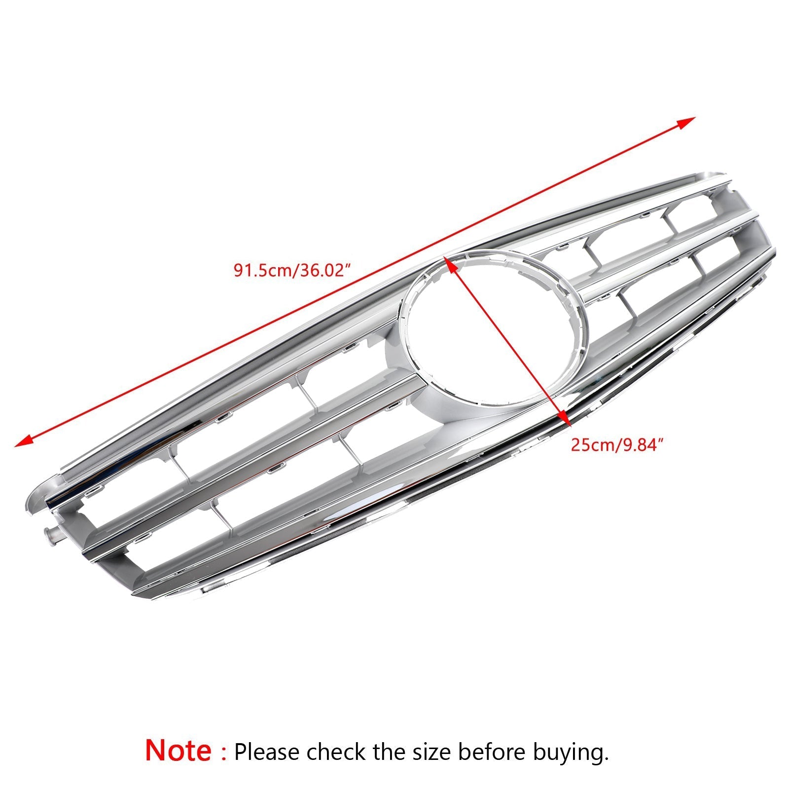 Calandre centrale W204 C300 C350 2008-2014 argent intégral avec LED