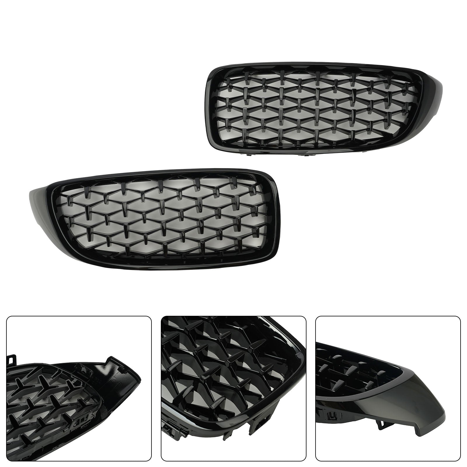 Diamond Etu Yläsäleikkö BMW 4 Series F32 F33 F36 F82 14-18 Black & Chrome Generic