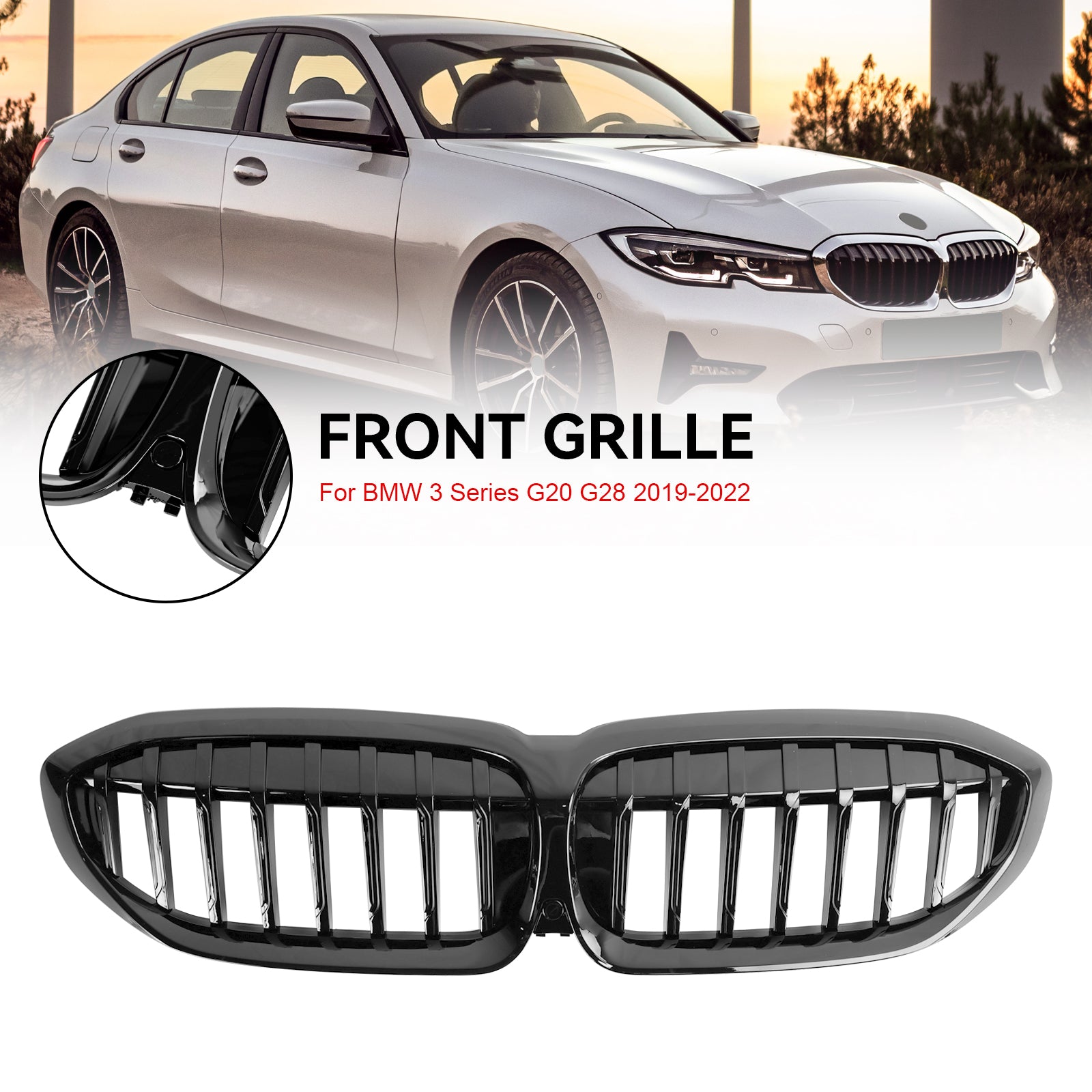 3 Series G20 2019-2020 Grille de rechange pour calandre BMW Noir brillant 51138072085 Générique