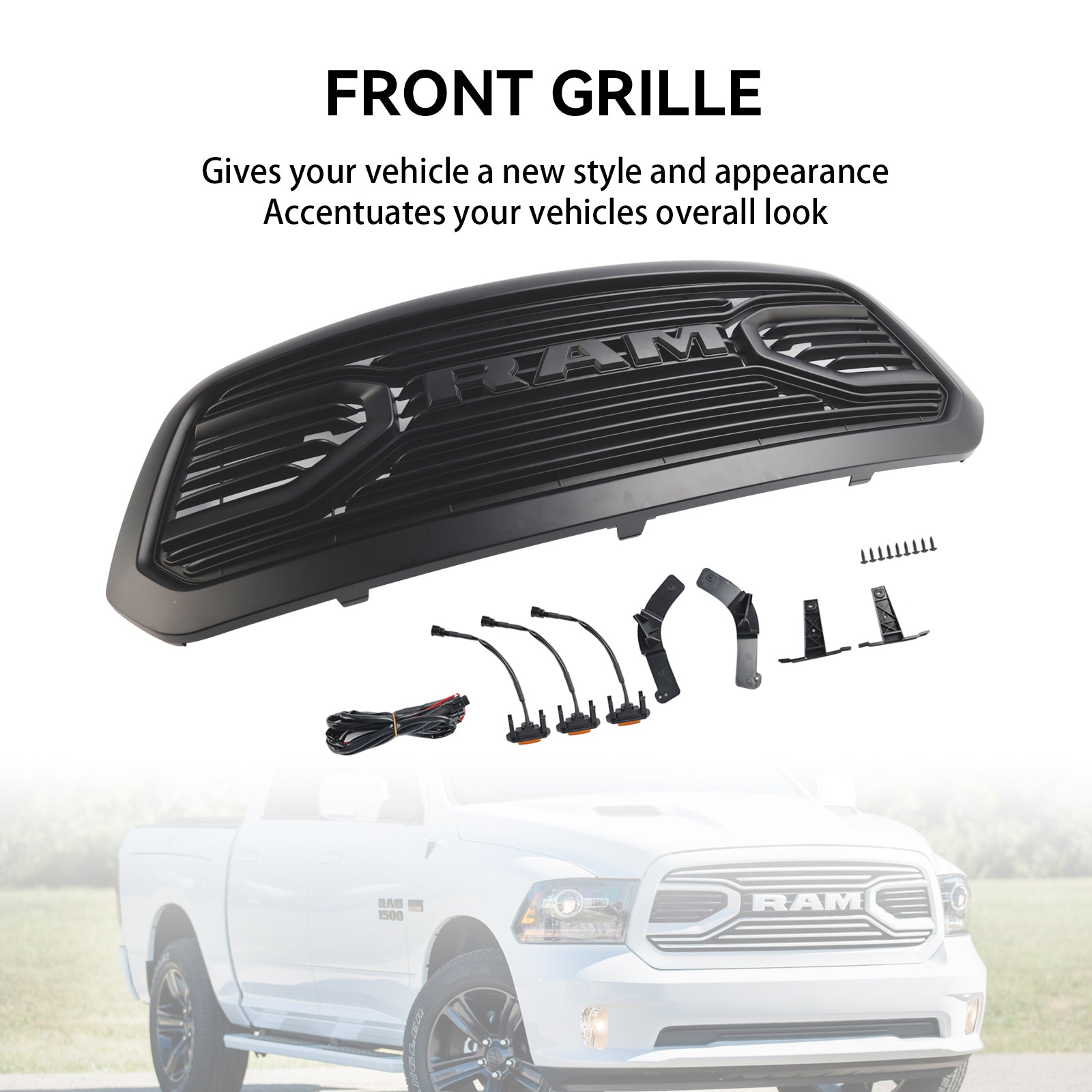 Big Horn Black Big High Bumper Grid voor Dodge Ram 1500 2013-2018