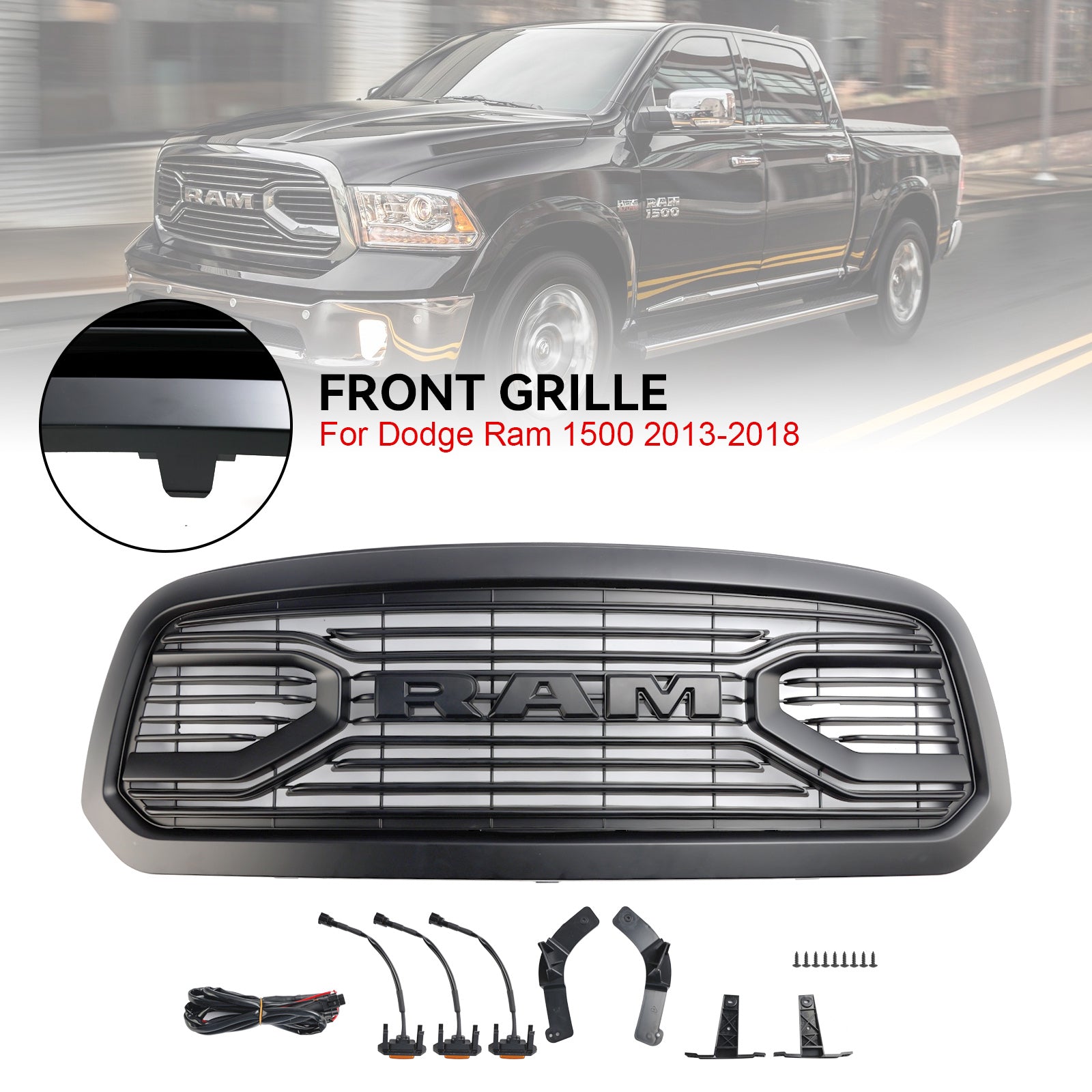 Big Horn Black Big High Bumper Grid voor Dodge Ram 1500 2013-2018