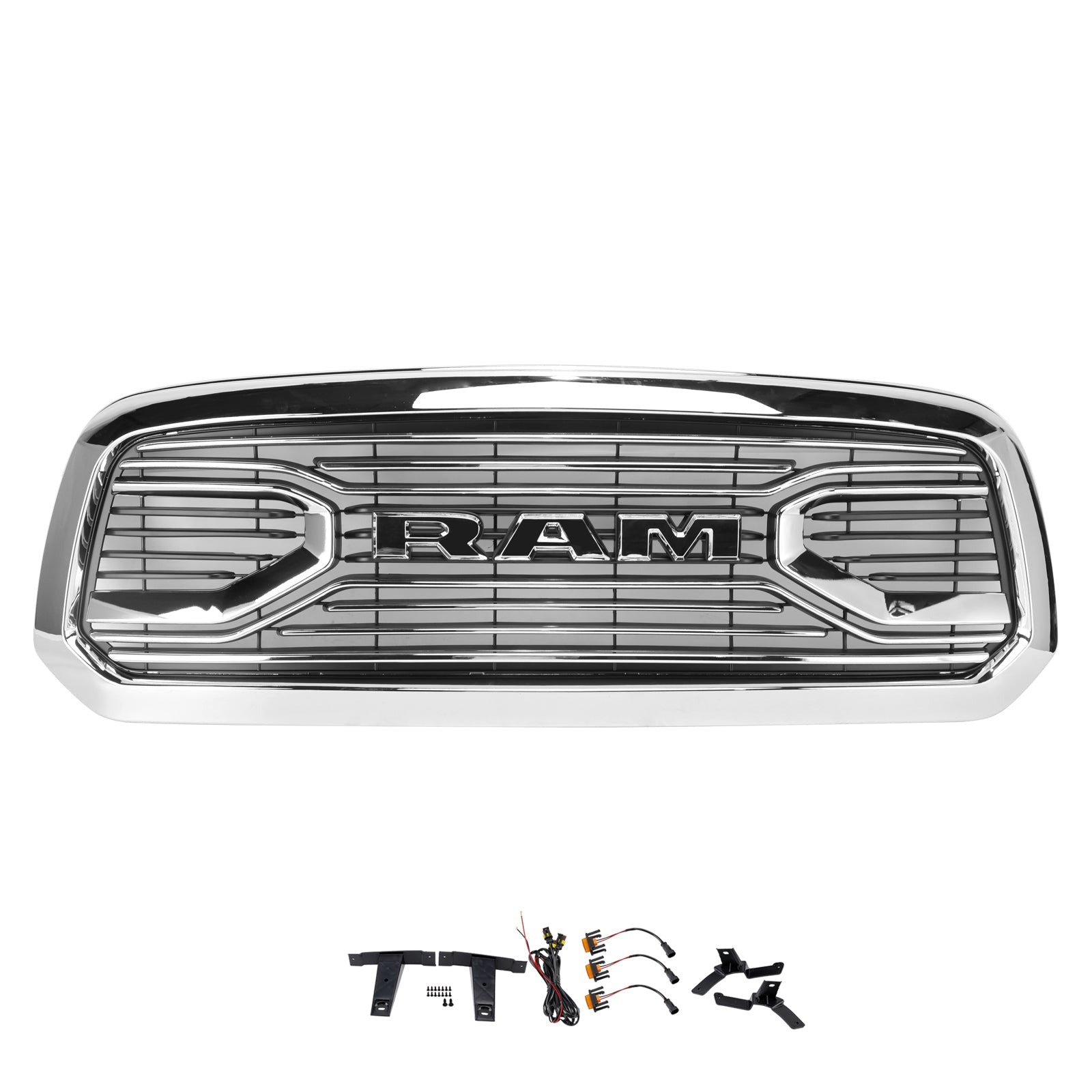 Grille de pare-chocs avant chromée style Big Horn pour Dodge Ram 1500 2013-2018