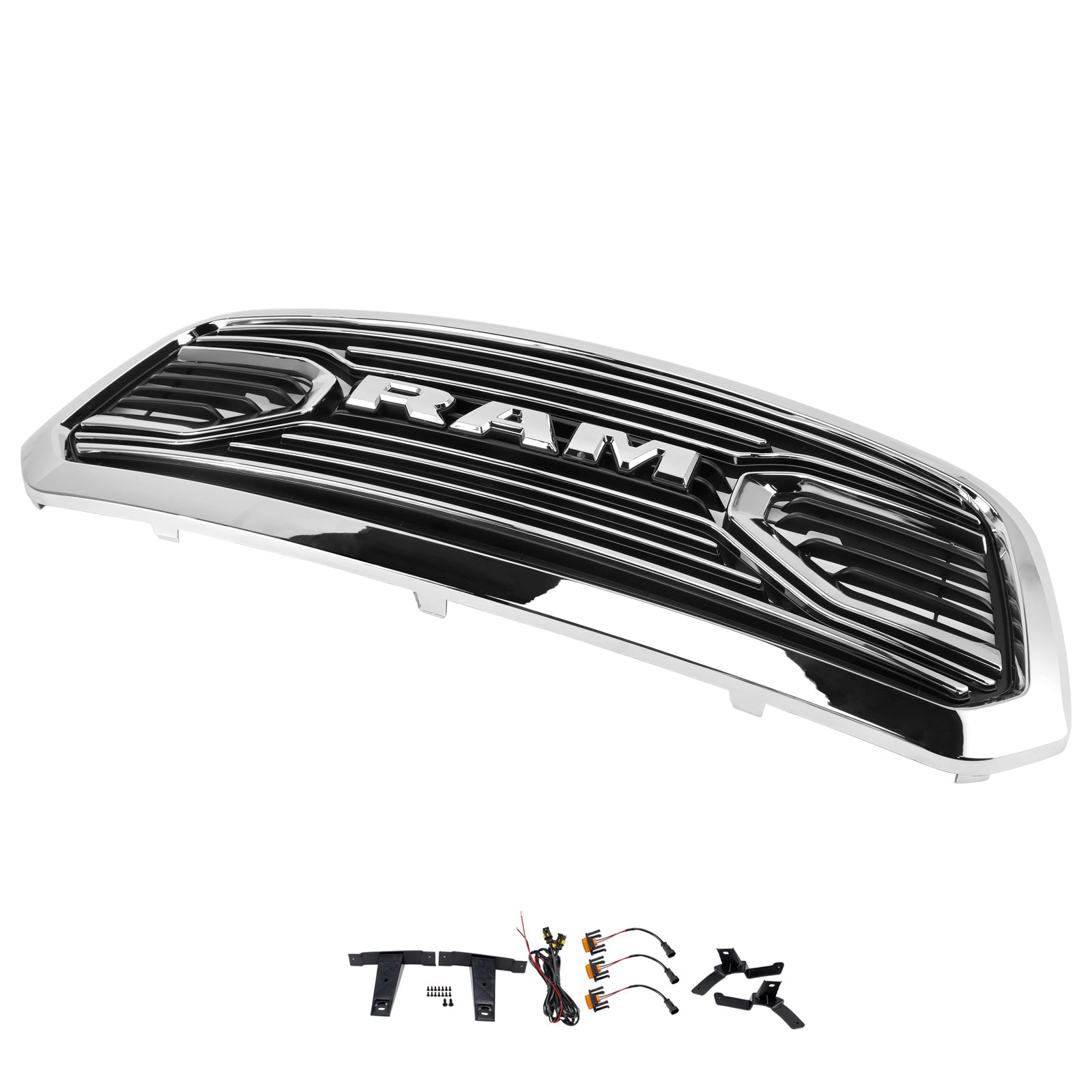 Grille de pare-chocs avant chromée style Big Horn pour Dodge Ram 1500 2013-2018