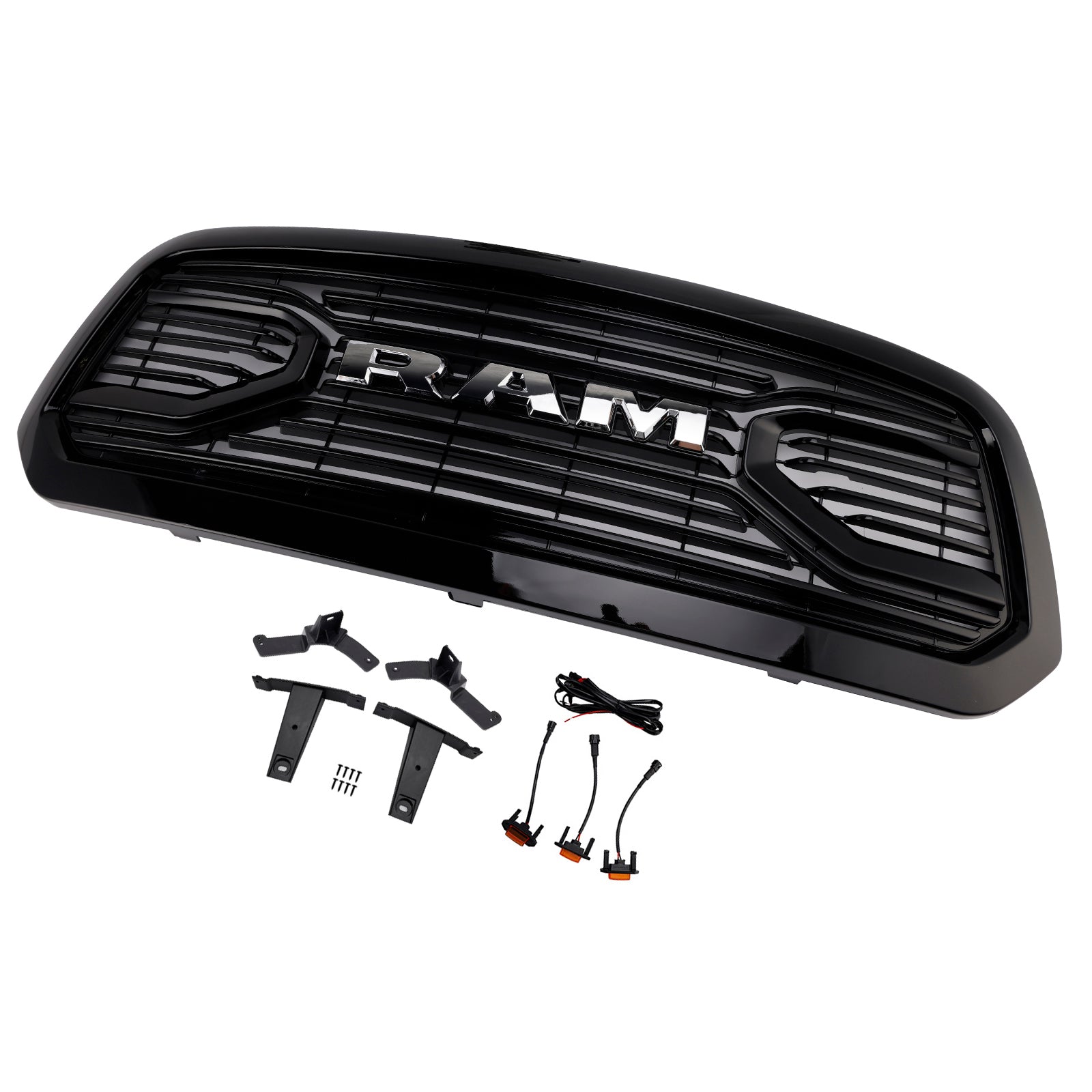 Musta Big Horn -tyylinen etupuskurin maski Dodge Ram 1500:een (2013-2018).