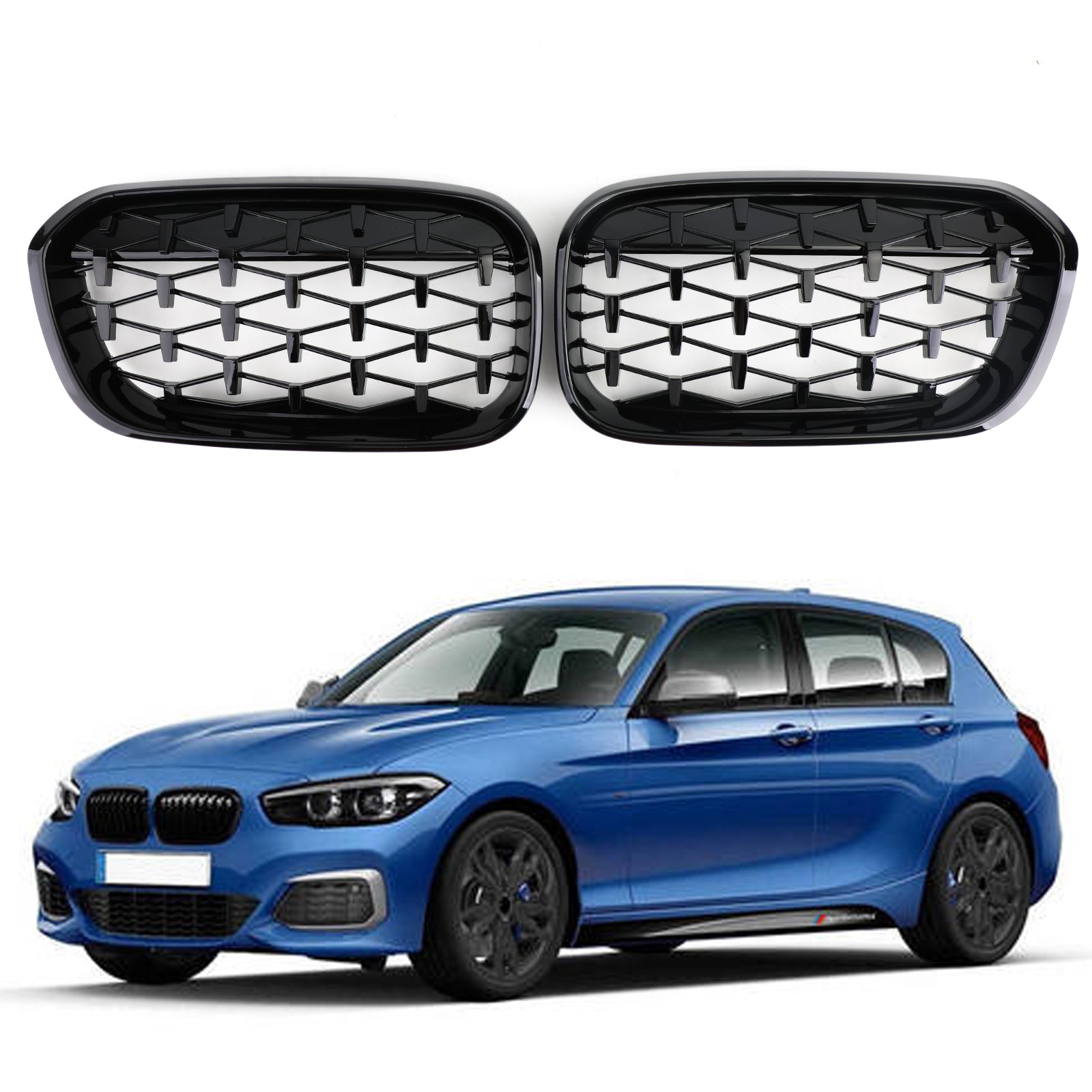 Chrome Black Front ledvična mreža za BMW 2015-2017 Series 1 F20/F21