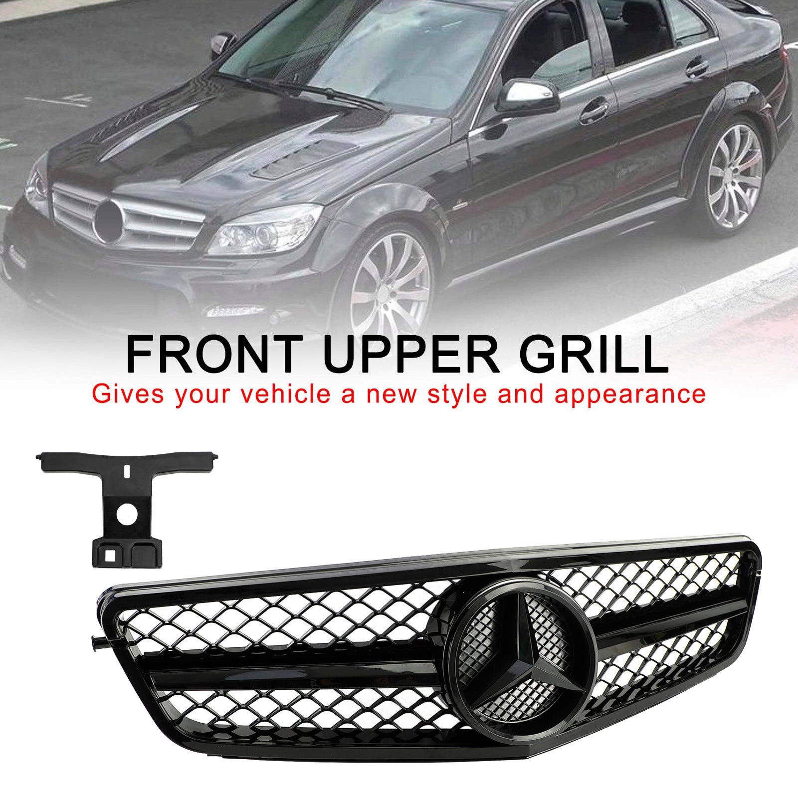 Grille de calandre noire brillante de style C63 pour BENZ W204 C-Class 2008-2014 générique