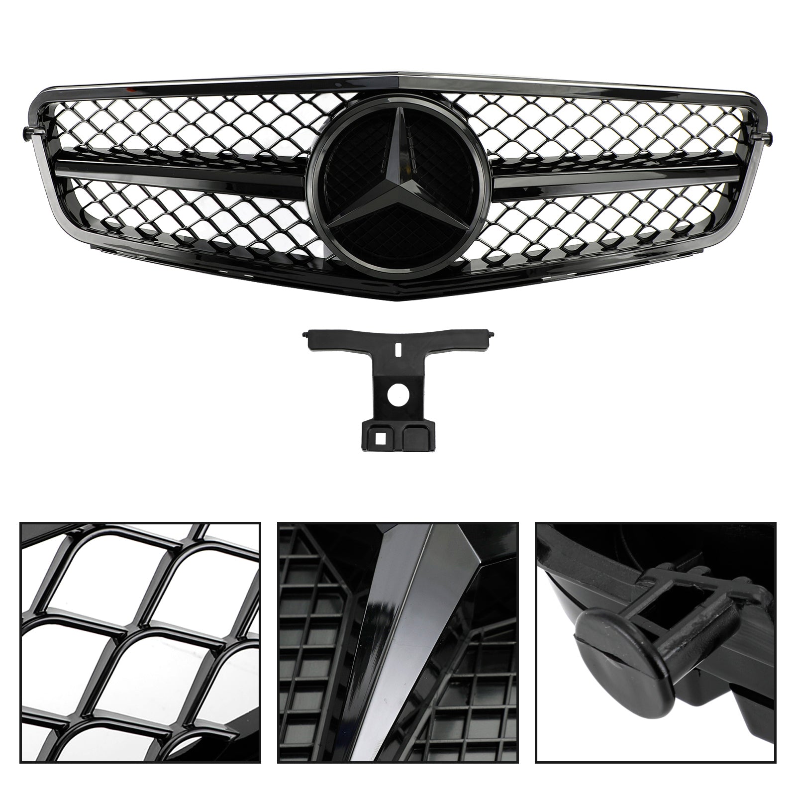 Grille de calandre noire brillante de style C63 pour BENZ W204 C-Class 2008-2014 générique