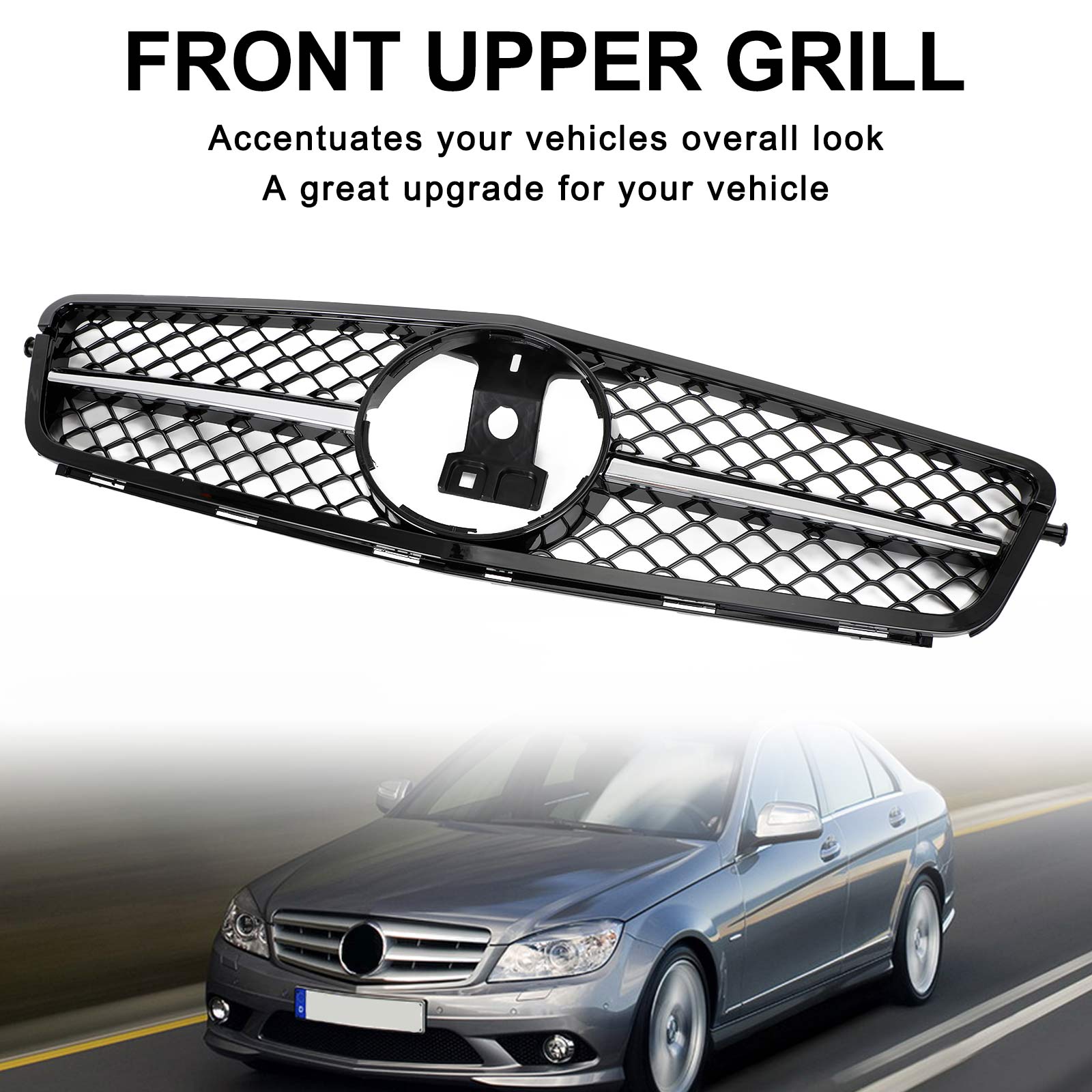 Frontrooster W204 C-Klasse 2008-2014 voor C300/C350 ABS met chromen afwerking OEM-vervanging