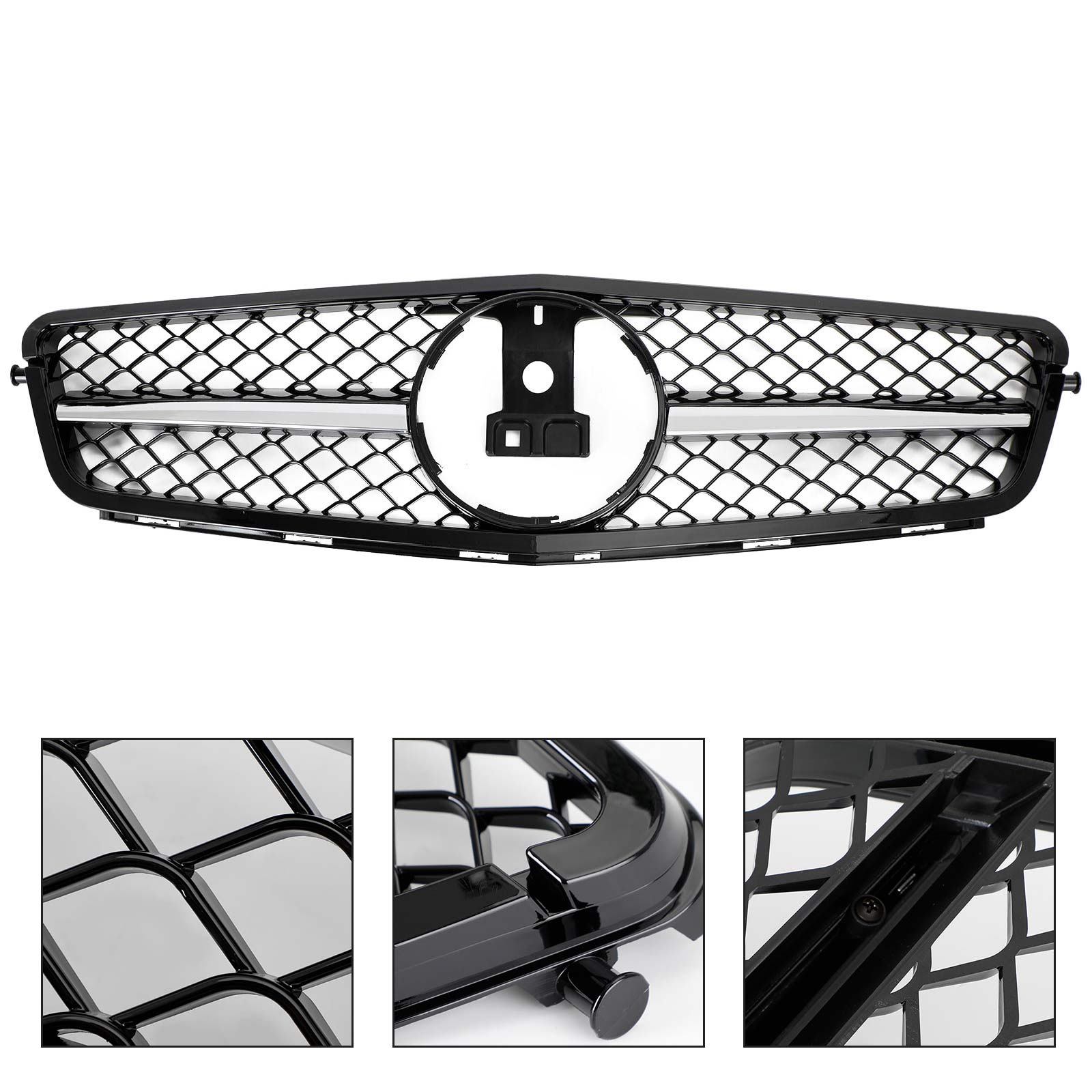 Frontrooster W204 C-Klasse 2008-2014 voor C300/C350 ABS met chromen afwerking OEM-vervanging
