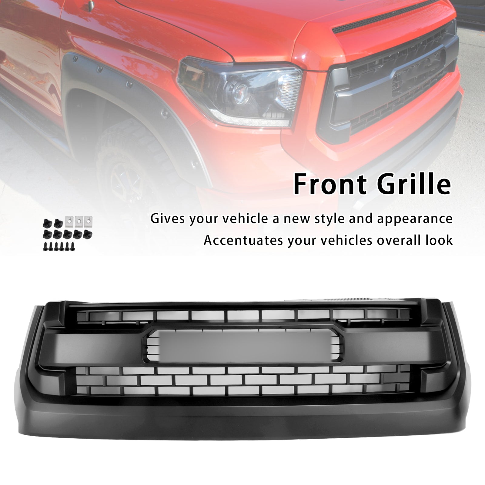 Calandre avant en nid d'abeille noir mat pour Toyota Tundra TRD PRO 2014-2018