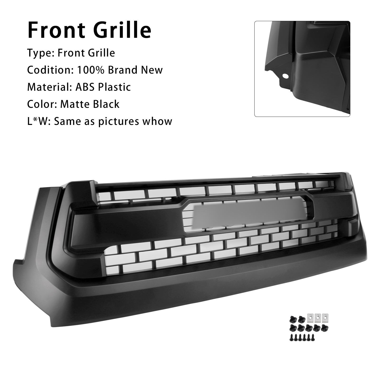 Calandre avant en nid d'abeille noir mat pour Toyota Tundra TRD PRO 2014-2018