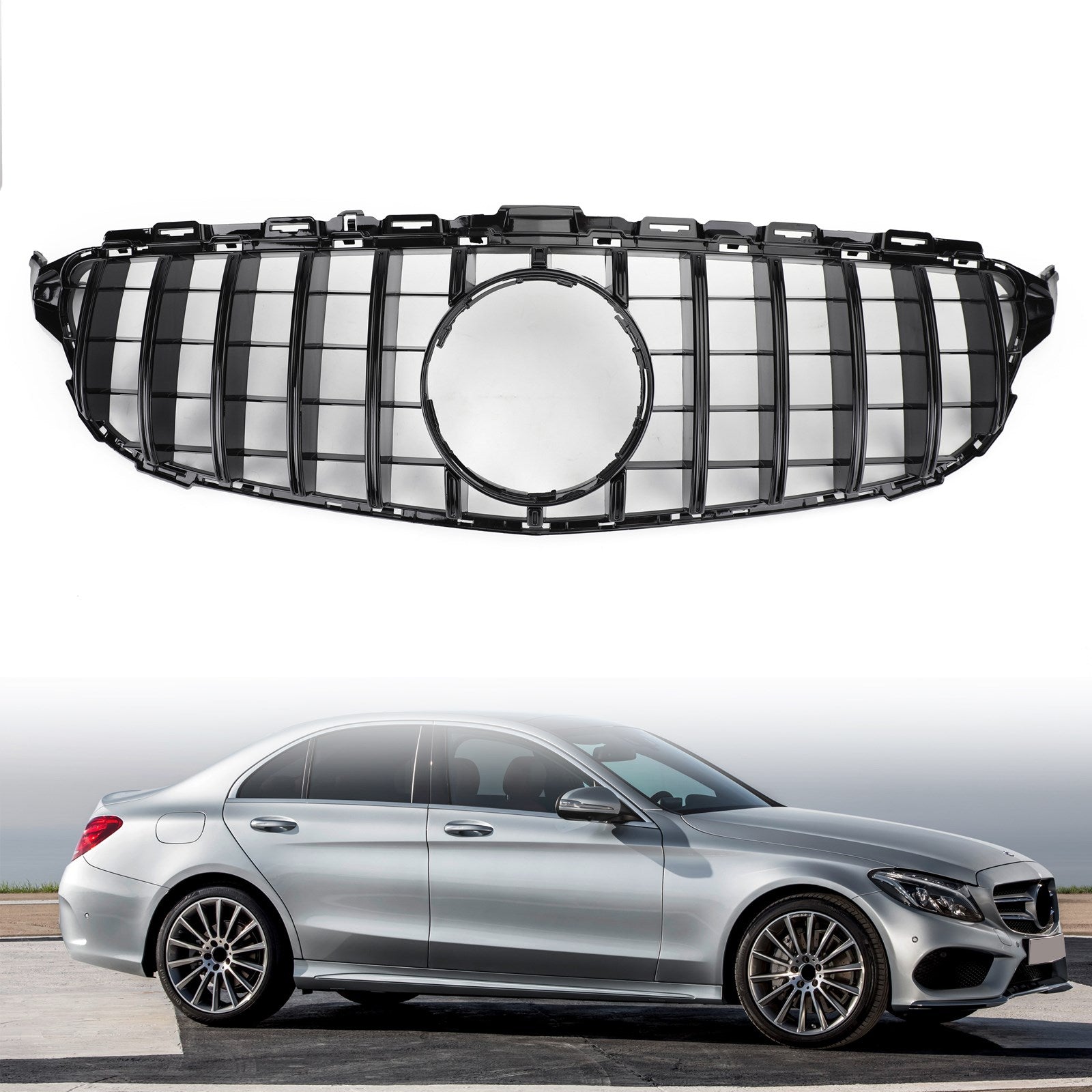 W205 C250 C300 C43 GTR 2015-2018 Mercedes Voorbumper Grille Generieke Vervangingsgrille
