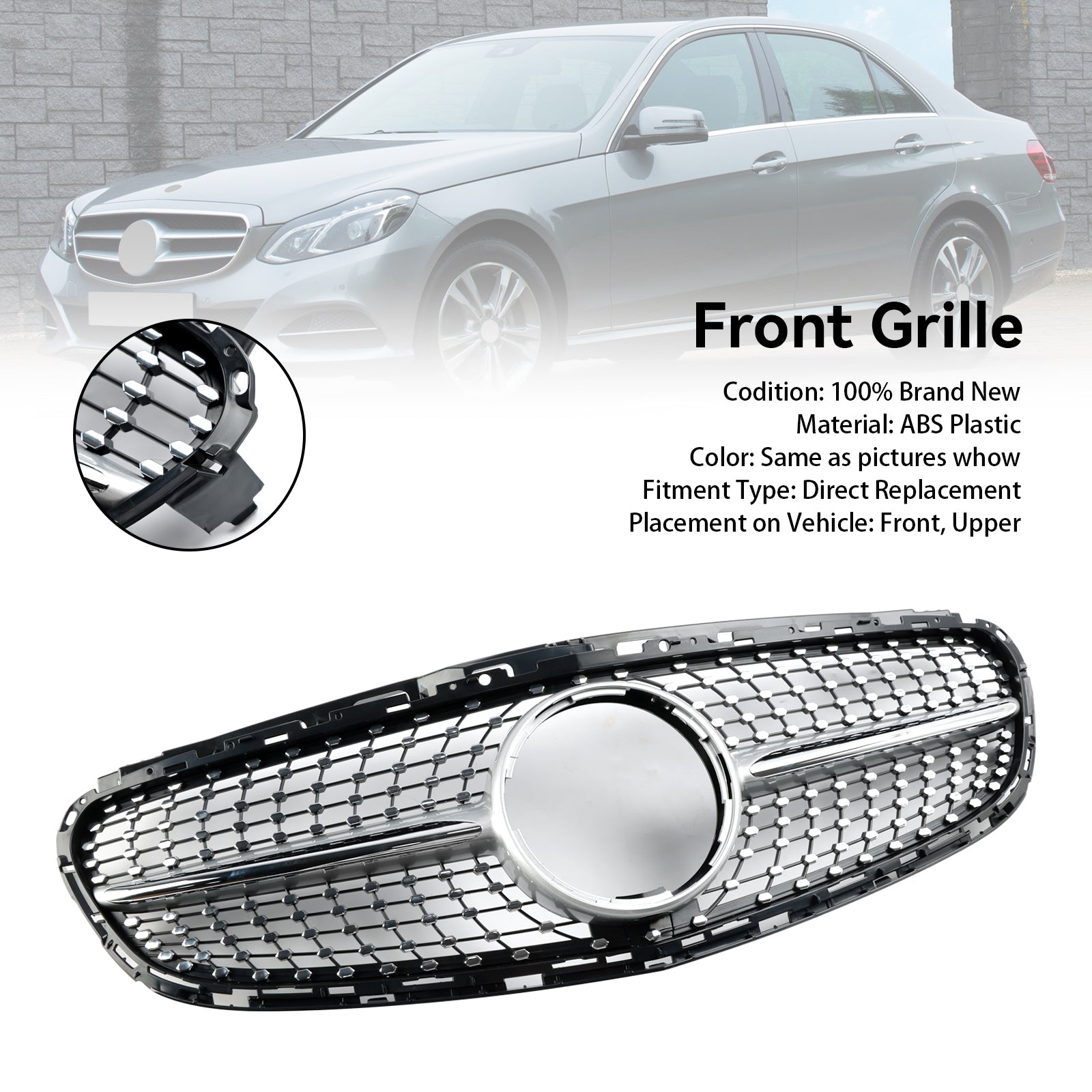 Diamantvormige grille voor de voorbumper van de Mercedes E-Klasse W212 Facelift 2013-2016