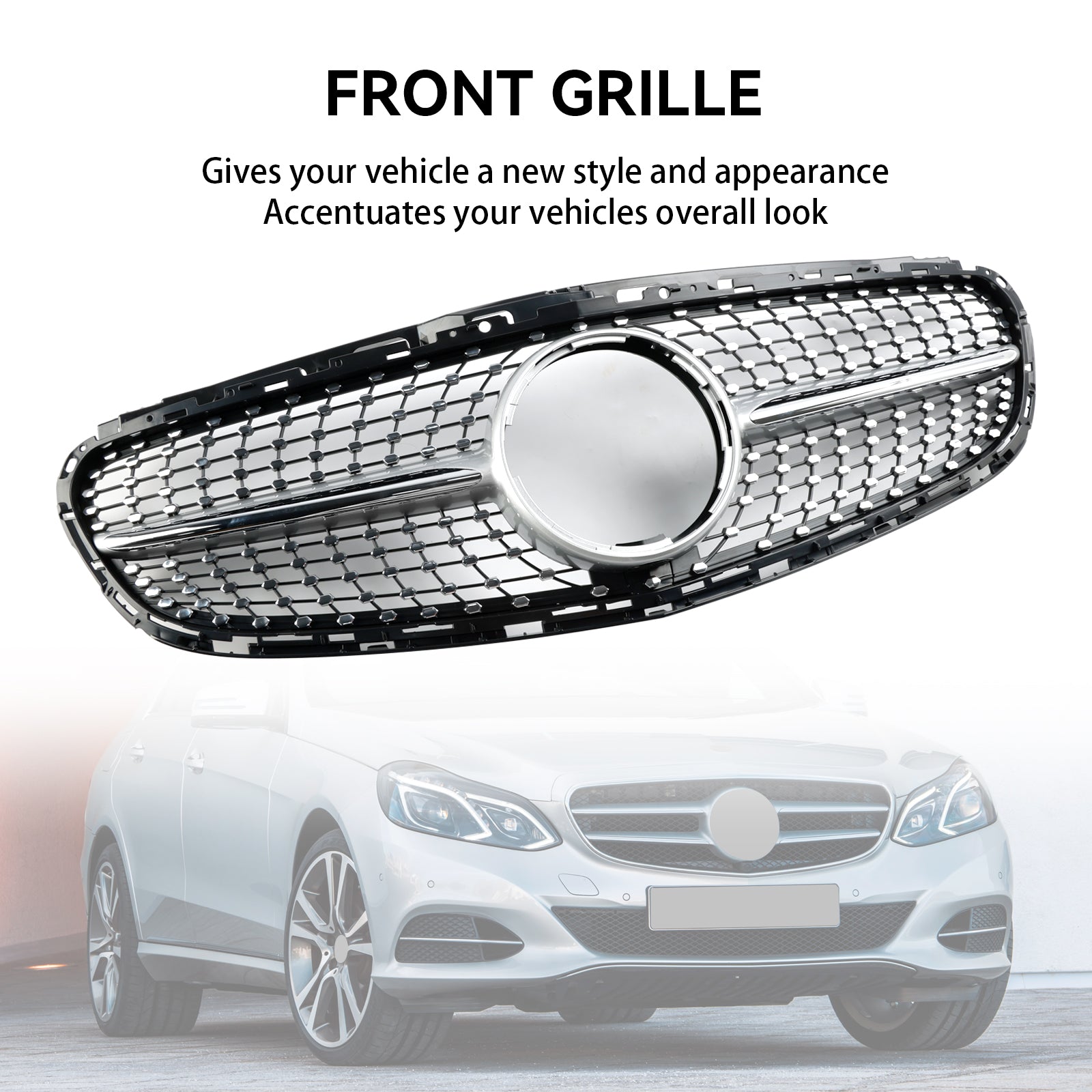 Diamantvormige grille voor de voorbumper van de Mercedes E-Klasse W212 Facelift 2013-2016