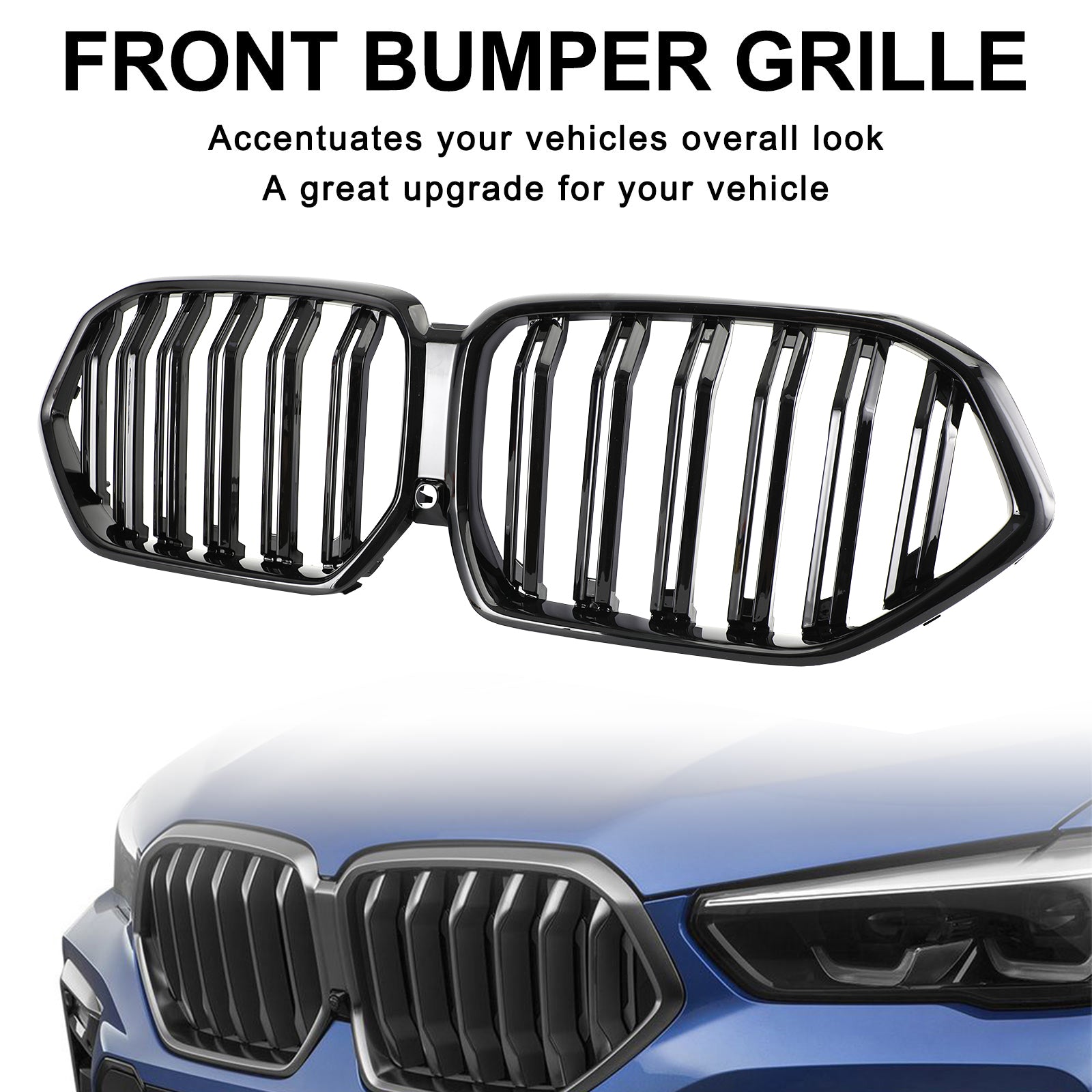 2020-2022 BMW X6 G06 M50i avec trou de caméra Grille de pare-chocs avant Noir