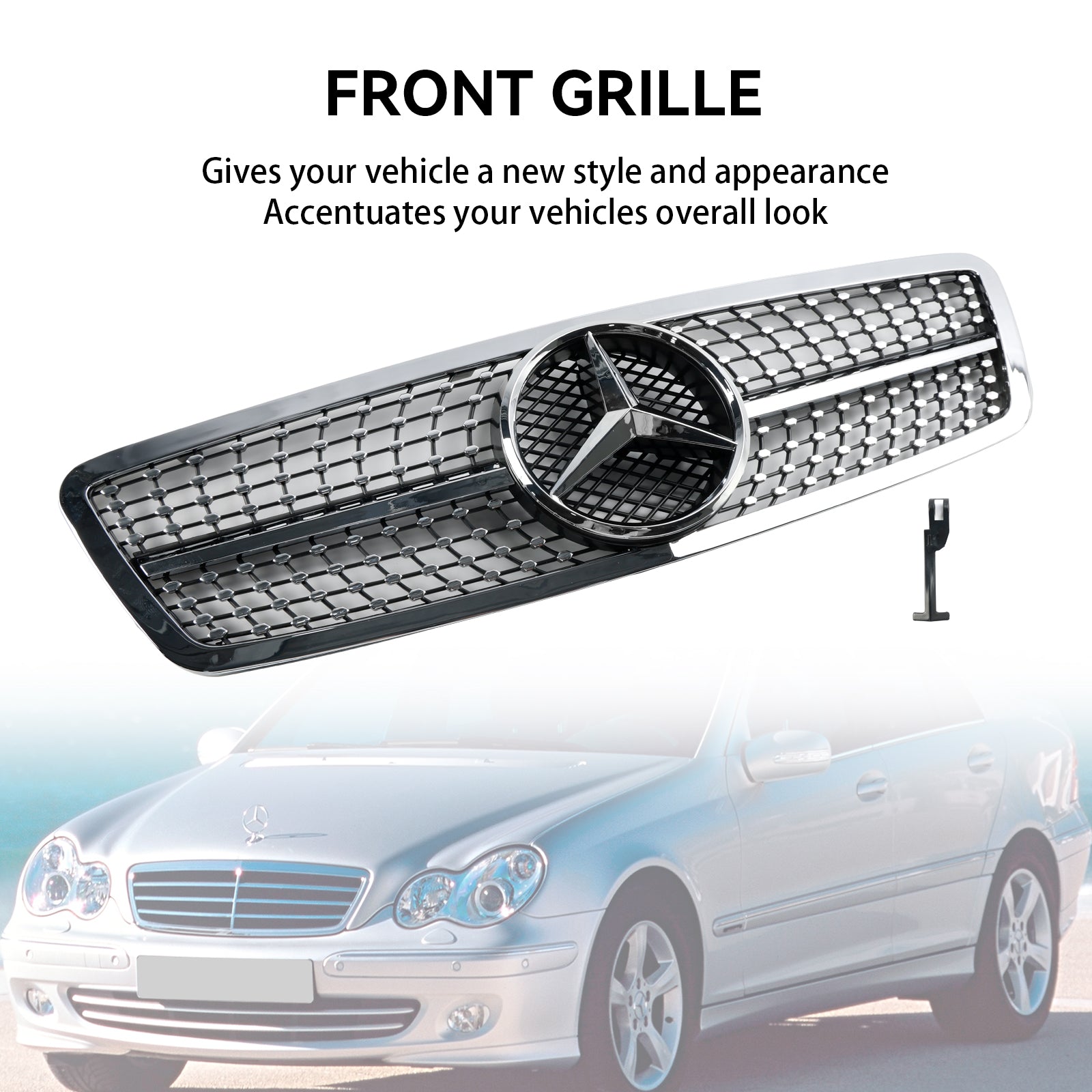 Grille de calandre de pare-chocs avant pour Mercedes W203 C230 C320 C240 2001-2007