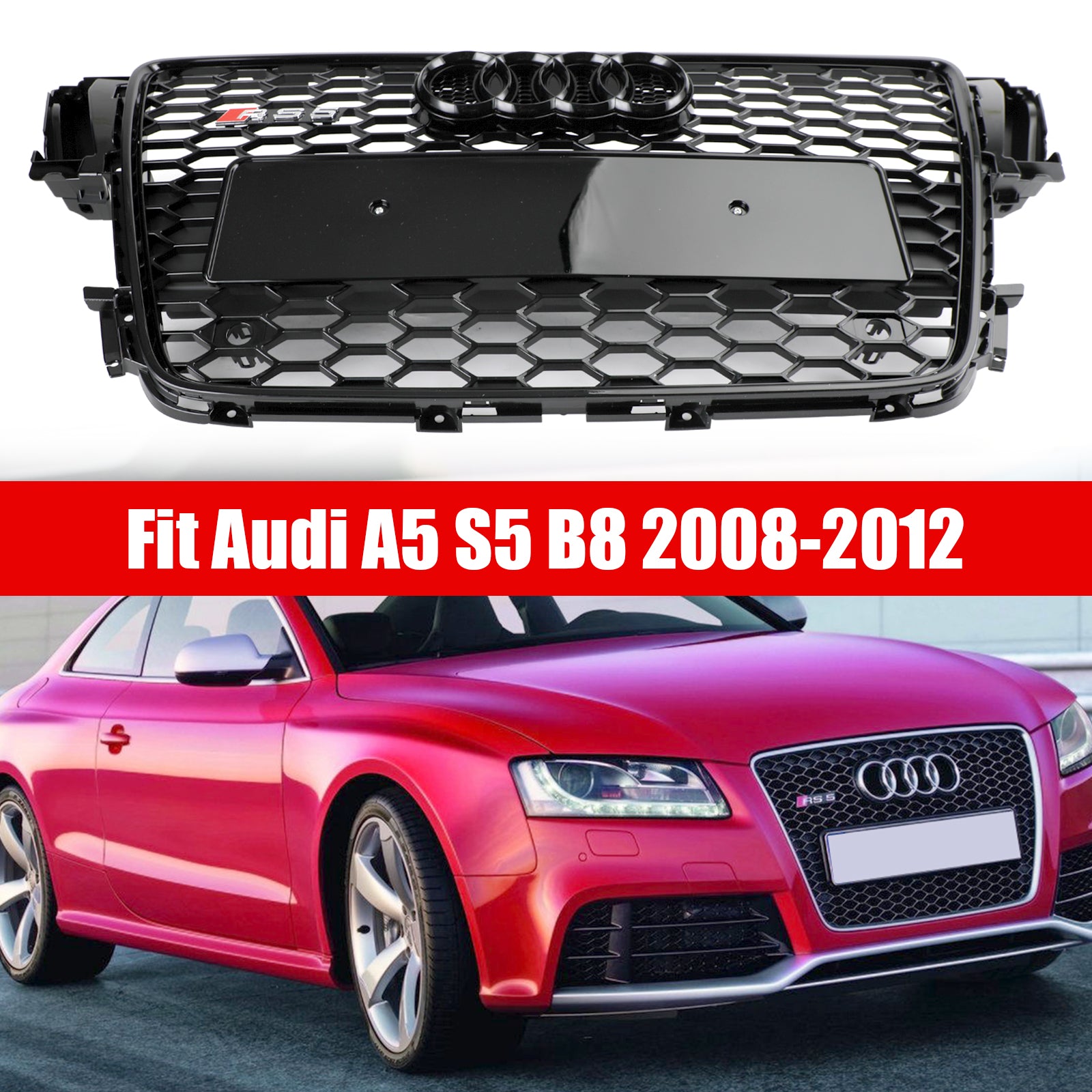 Audi A5/S5 B8 2008-2012 Sports negros infantiles brillantes estilo de permeabilidad Pequeña Rs5 Rs5