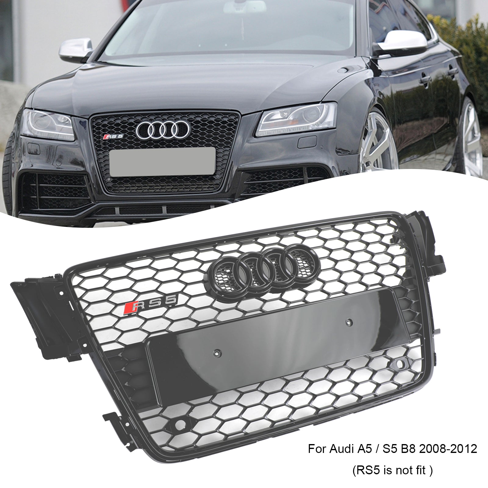 Audi A5/S5 B8 2008-2012 Sports negros infantiles brillantes estilo de permeabilidad Pequeña Rs5 Rs5