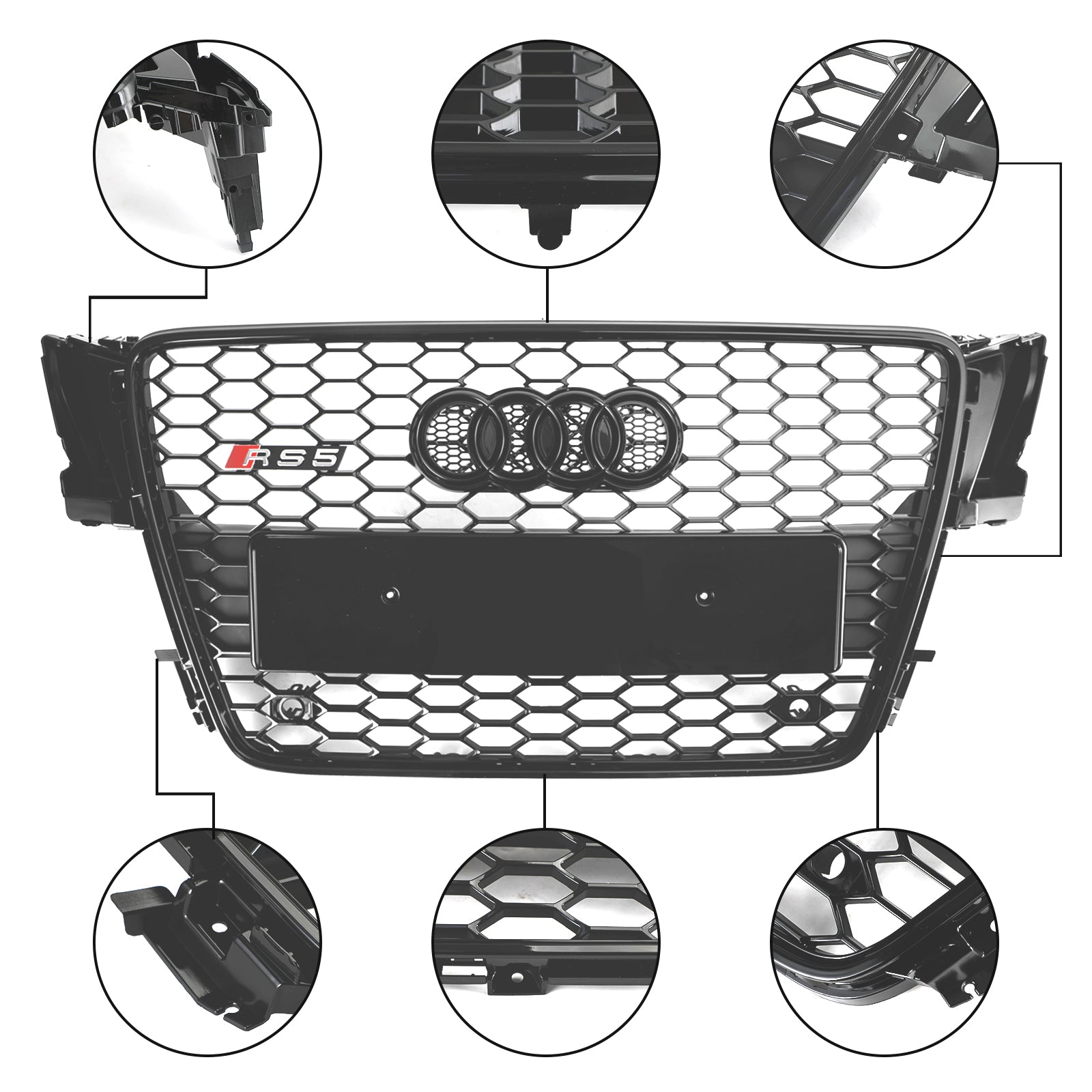 Audi A5/S5 B8 2008-2012 Sports negros infantiles brillantes estilo de permeabilidad Pequeña Rs5 Rs5