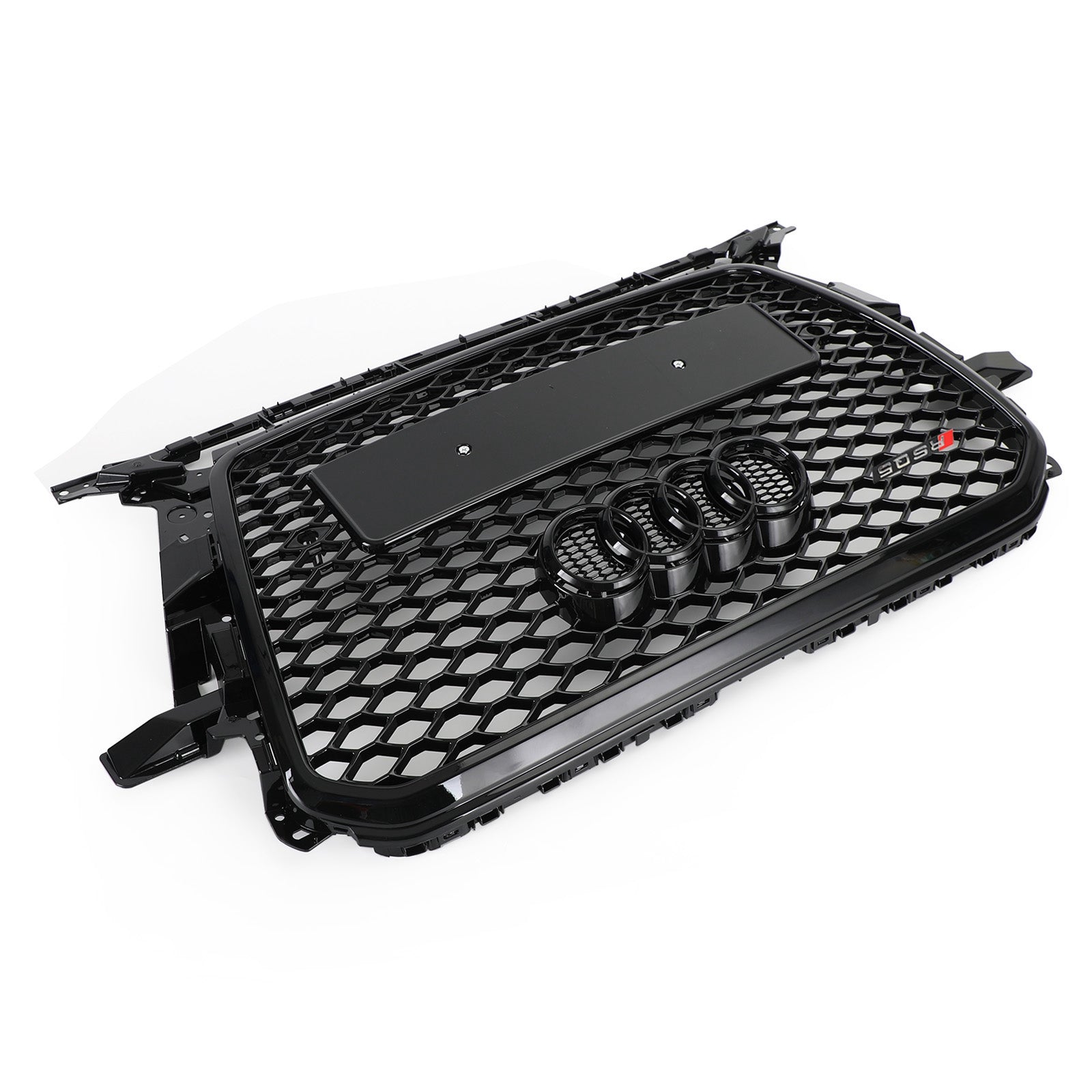 Grille sportive RSQ5 style nid d'abeille en maille adaptée pour Audi Q5 2013-2017, noir brillant