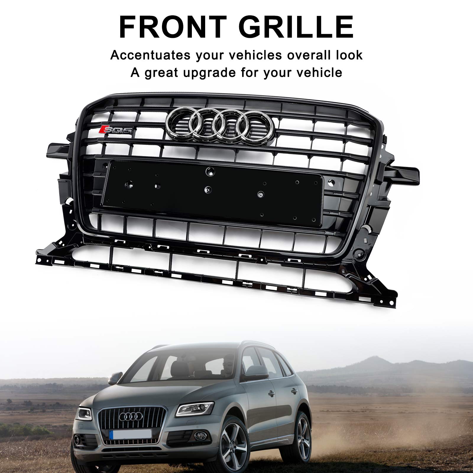 2013-2017 Audi Q5 SQ5 8R Negro RSQ5 Estilo Honeycomb Mesh Sport Hex Grill