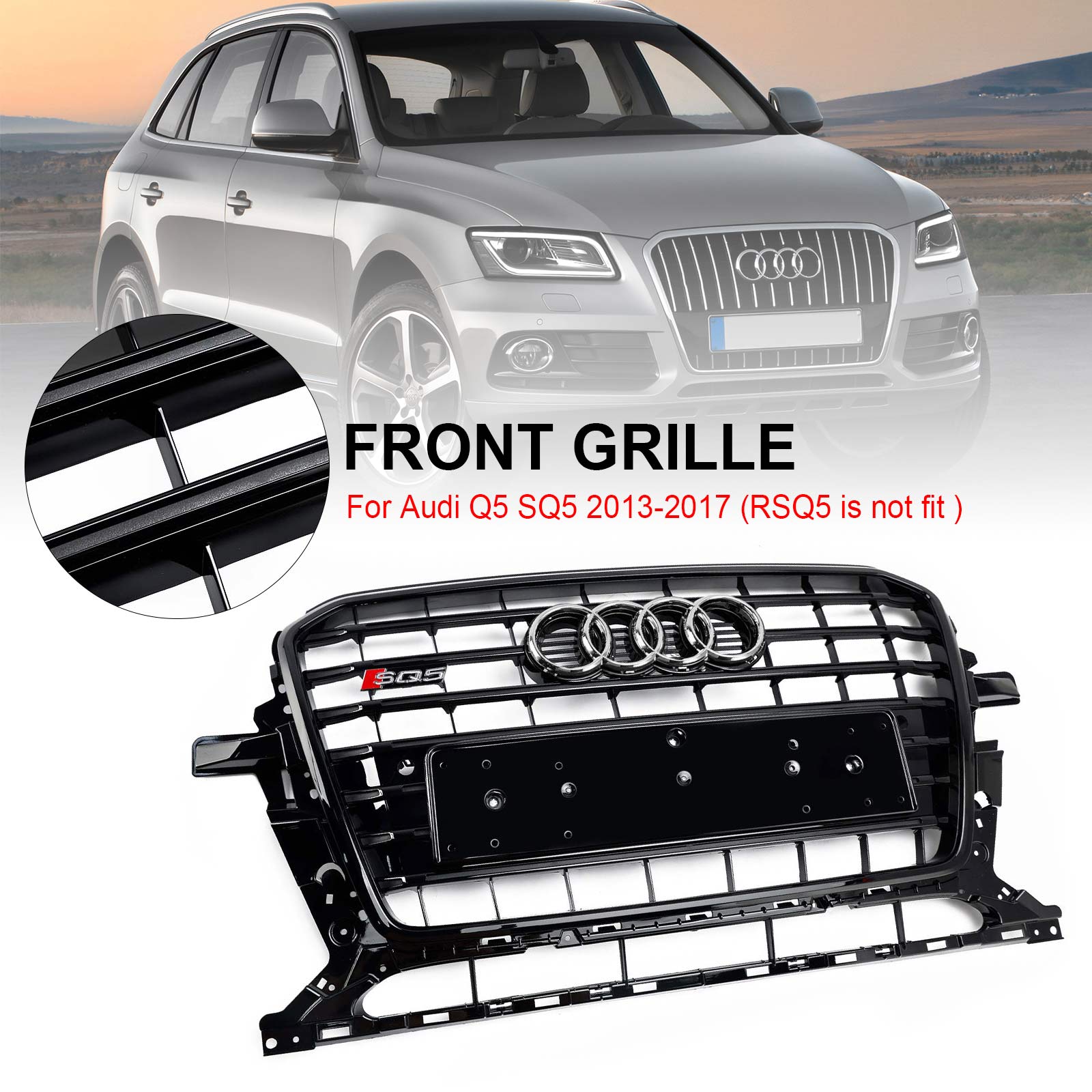 Griglia esagonale sportiva in rete a nido d'ape nera stile Audi Q5 SQ5 8R 2013-2017