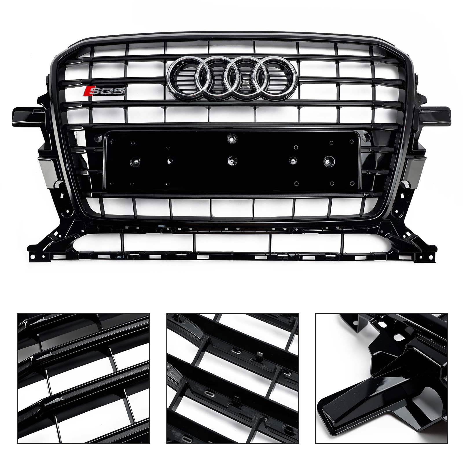 2013-2017 Audi Q5 SQ5 8R Negro RSQ5 Estilo Honeycomb Mesh Sport Hex Grill