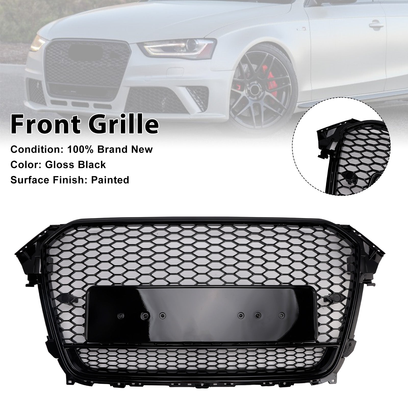 Grille de pare-chocs avant style Audi A4 S4 B8.5 2013-2016 avec Quattro RS4