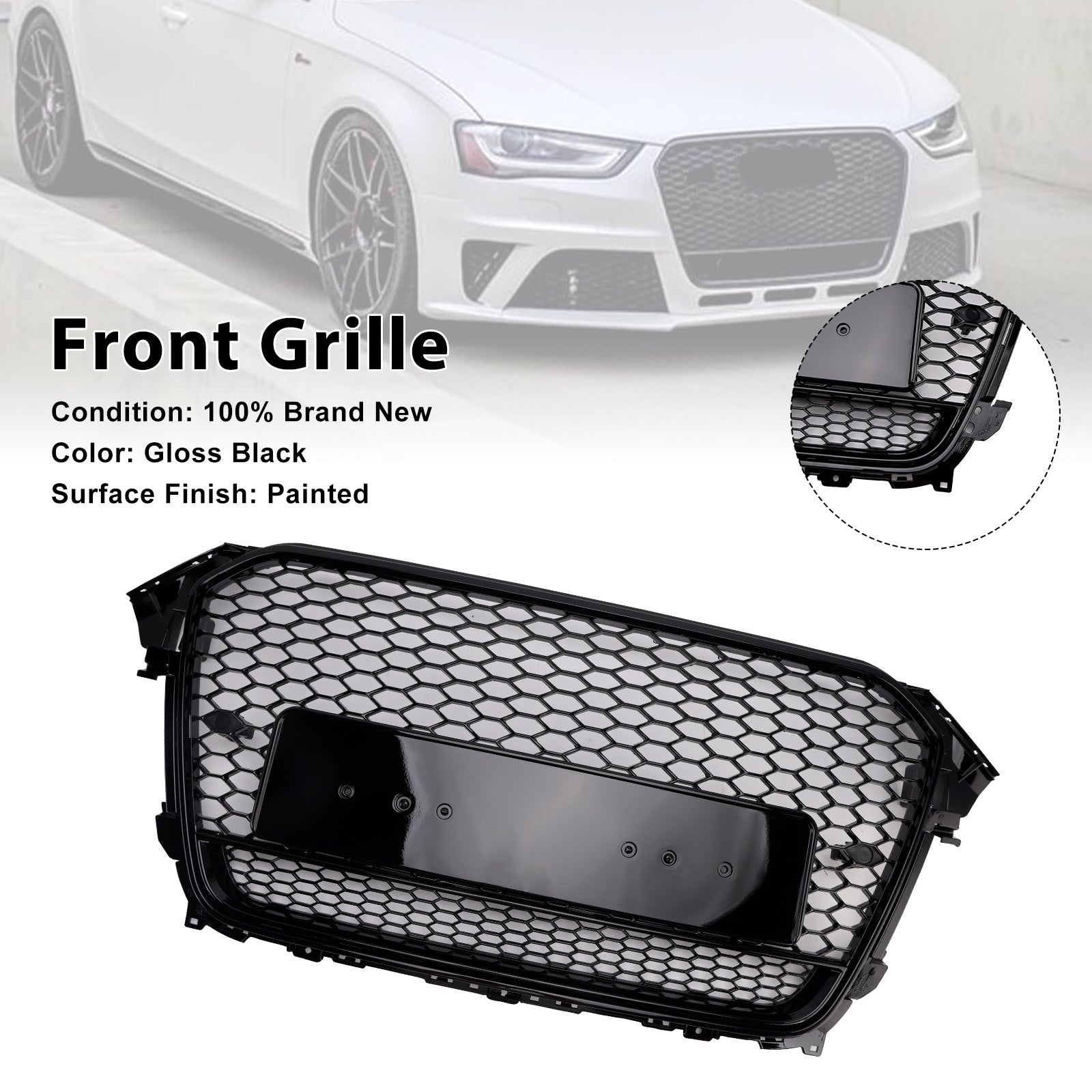 Grille de pare-chocs avant style Audi A4 S4 B8.5 2013-2016 avec Quattro RS4