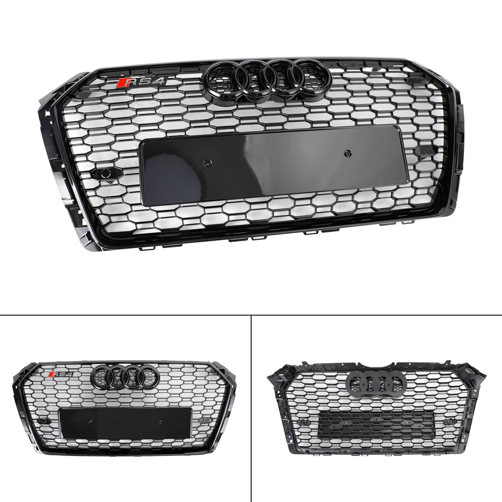 Rejilla hexagonal de malla de panal negra estilo Audi A4/S4 B9 RS4 2017-2019