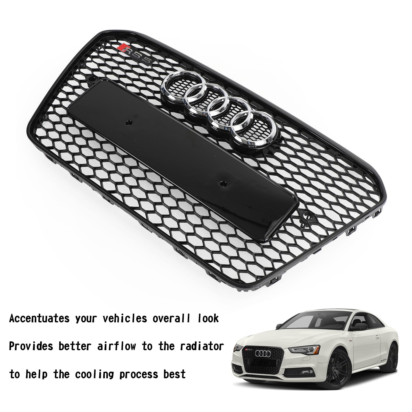 Grille de pare-chocs avant en nid d'abeille de Style RS5, maille hexagonale, adaptée à Audi A5 S5 B8.5 2013 – 2016