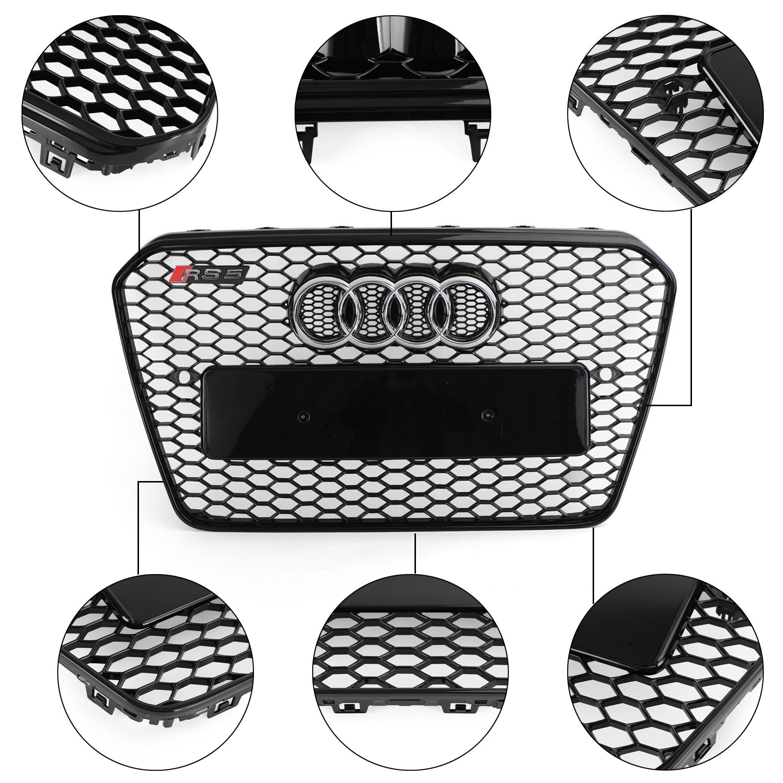 Grille de pare-chocs avant en nid d'abeille de Style RS5, maille hexagonale, adaptée à Audi A5 S5 B8.5 2013 – 2016