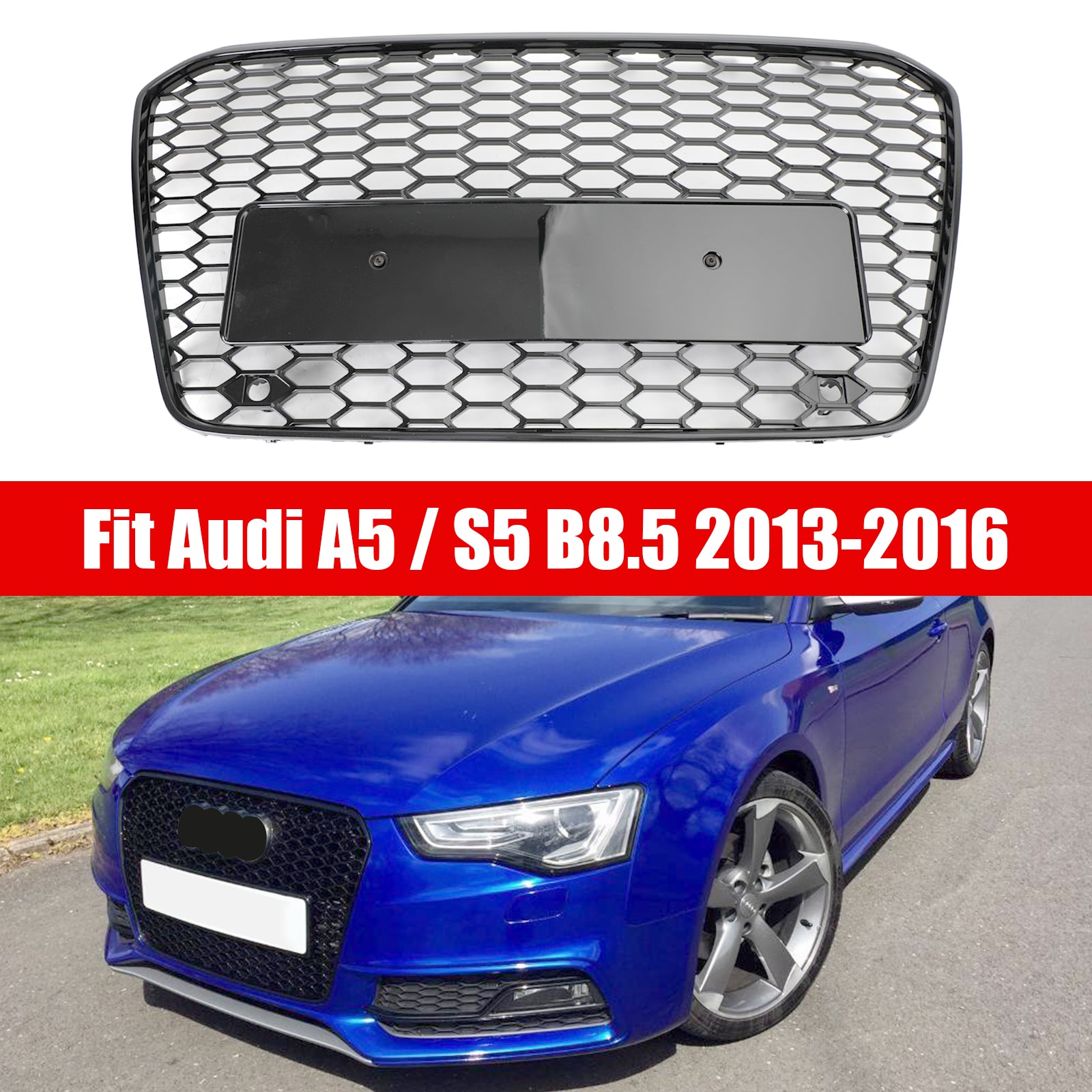 Grille de pare-chocs avant en maille nid d'abeille Style RS5 pour Audi A5 S5 B8.5 2013-2016