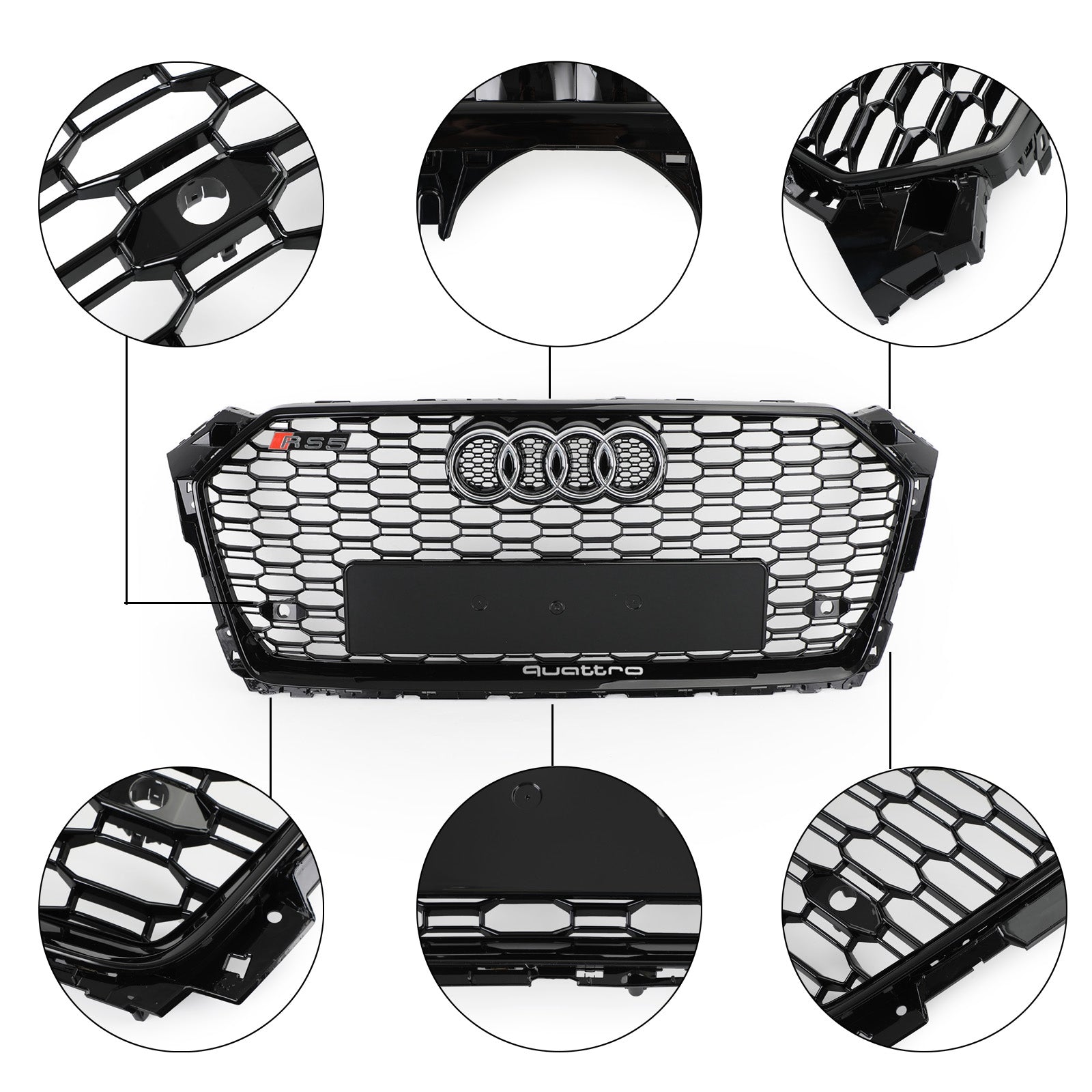 2017-2019 Audi A5 S5 B9 RS5 Grille Style nid d'abeille Sport maille hexagonale Grill 8W6-853-651-AB-FUQ