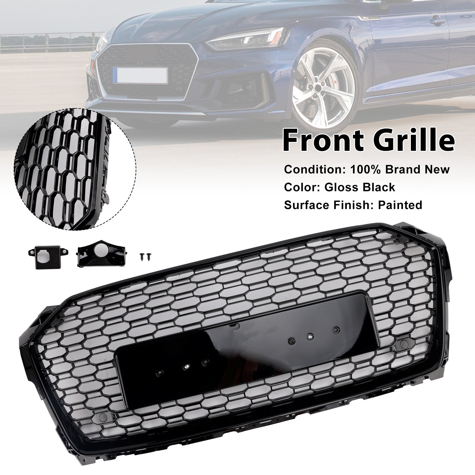 Calandre avant sport en nid d'abeille pour Audi A5 S5 B9 RS5 2017-2019 8W6853651ABFUQ