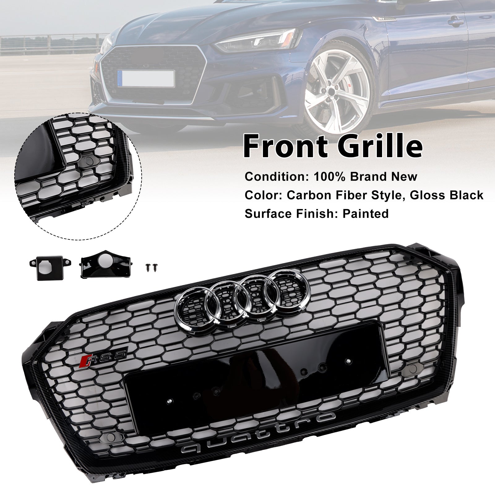 Grille de calandre avant en nid d'abeille style sport Audi A5 S5 B9 RS5 2017-2019