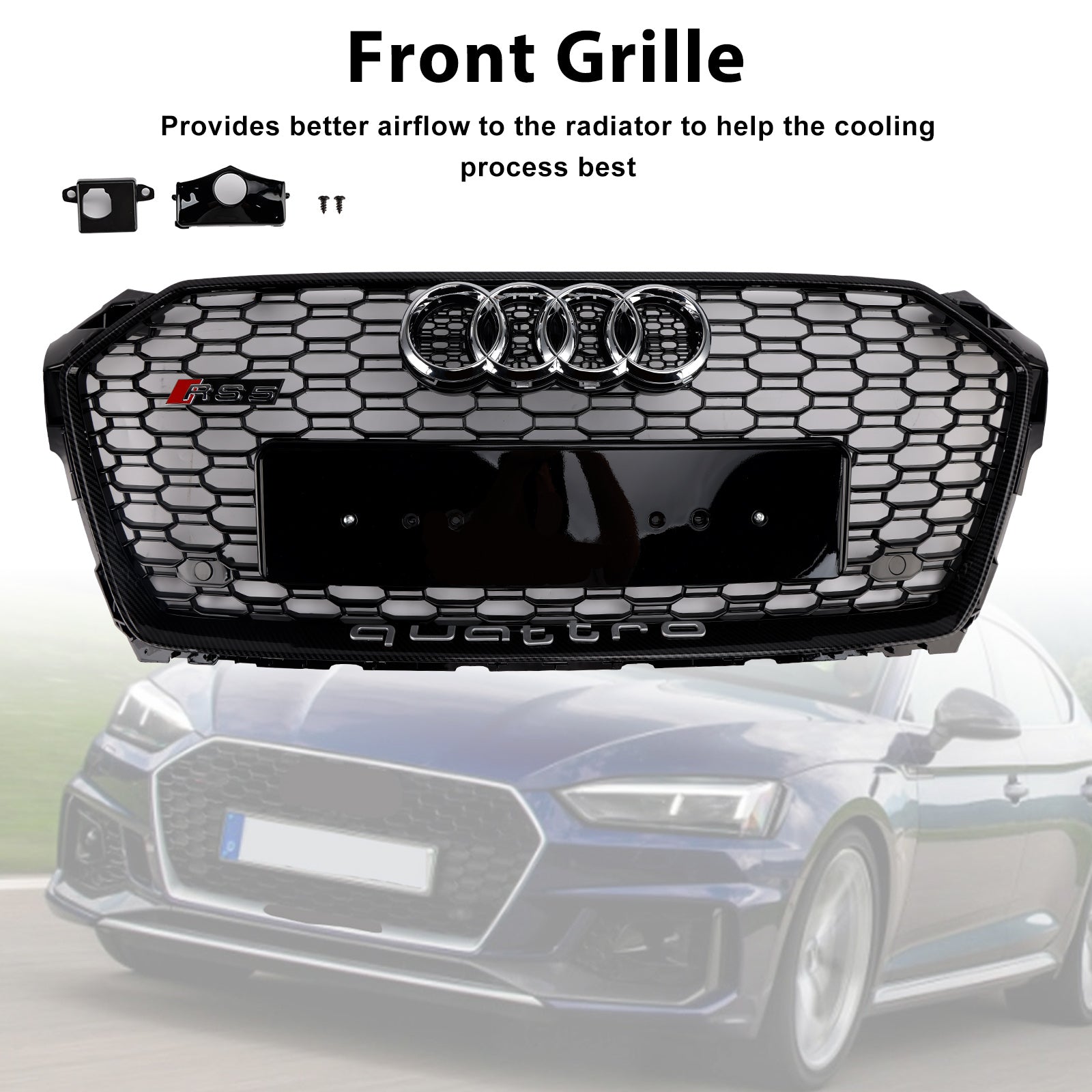 Grille de calandre avant en nid d'abeille style sport Audi A5 S5 B9 RS5 2017-2019