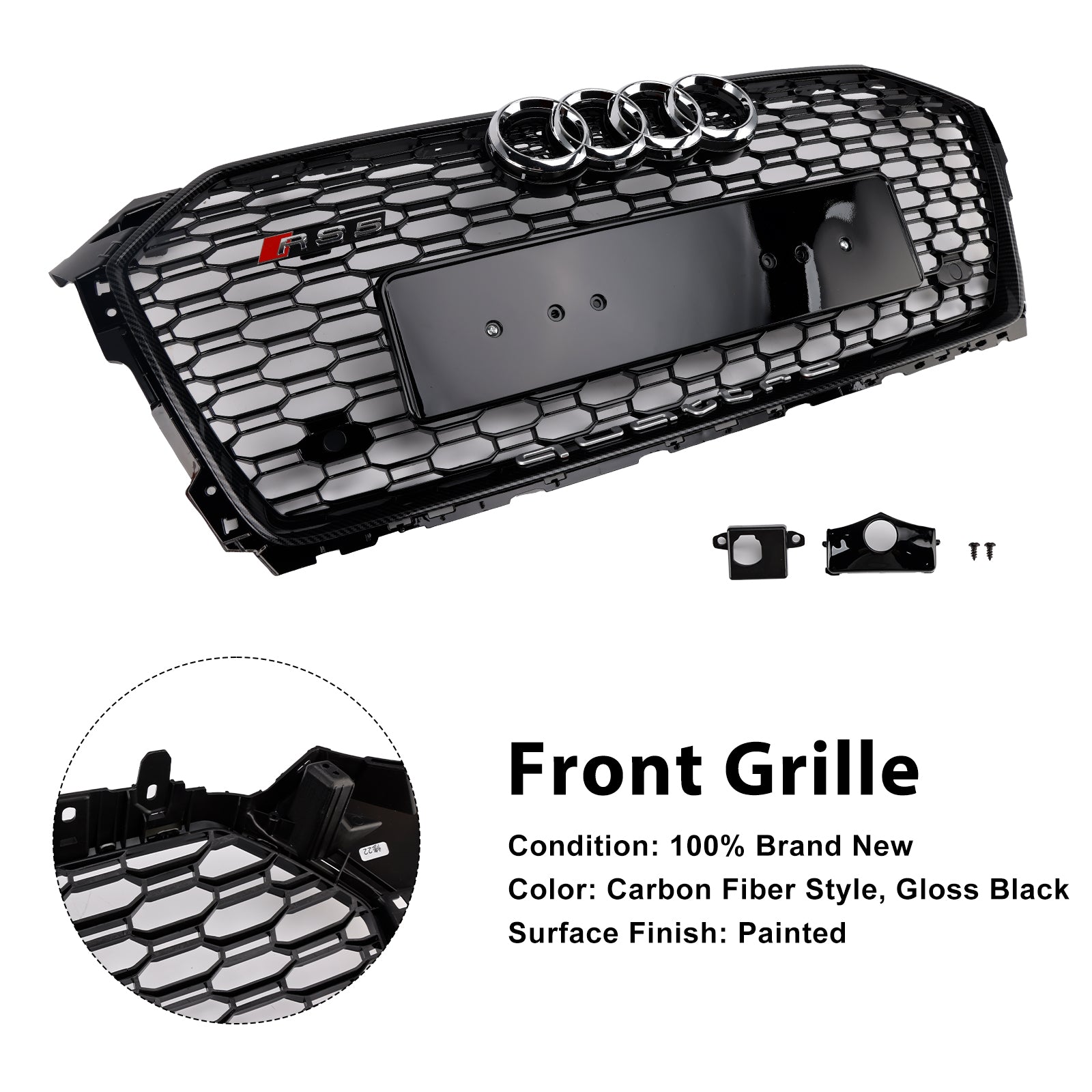 Grille de calandre avant en nid d'abeille style sport Audi A5 S5 B9 RS5 2017-2019