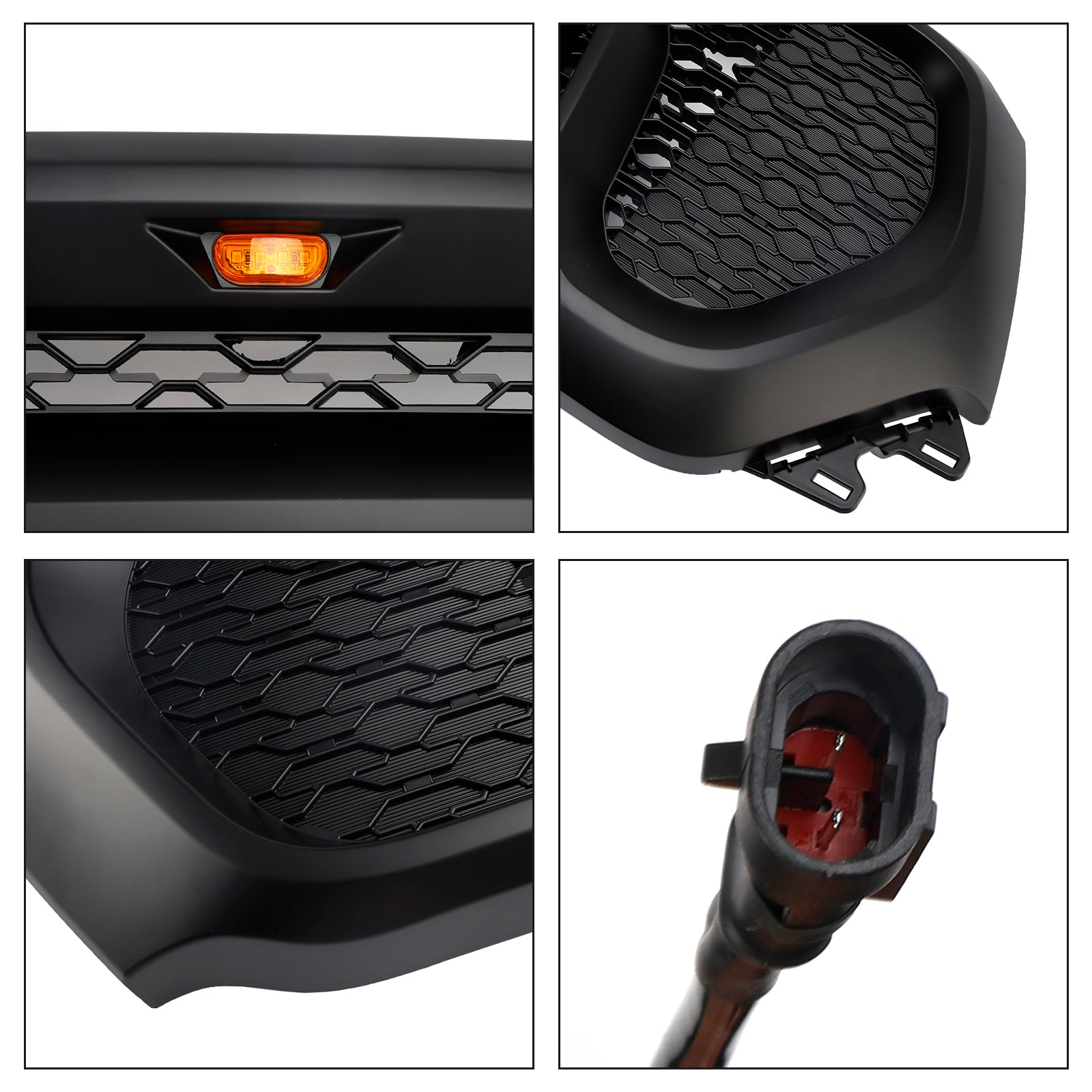 Črna zgornja maska ​​hladilnika z vzorcem satja'čebela za Dodge Ram 1500 (2019–2024)